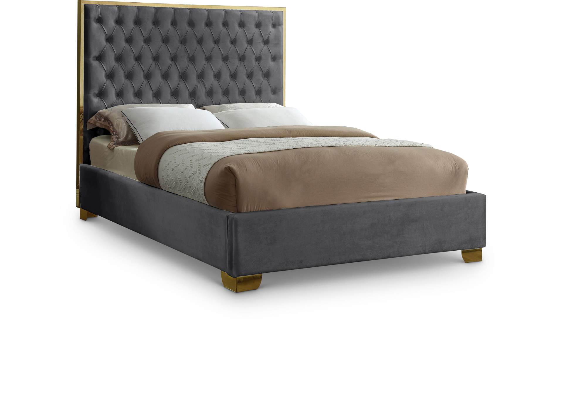 Lana Grey Velvet King Bed,Meridian Furniture