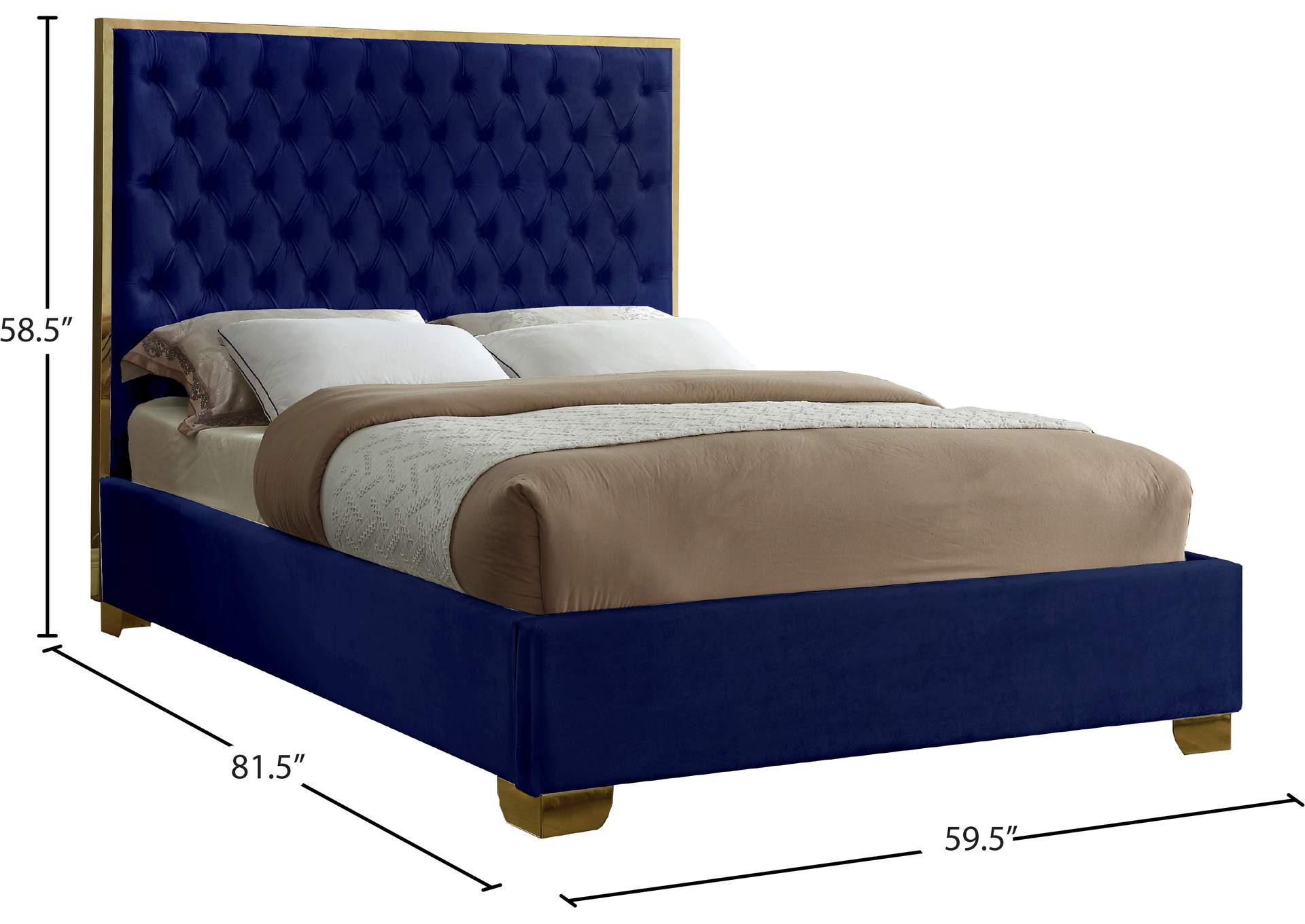 Lana Navy Velvet Full Bed,Meridian Furniture