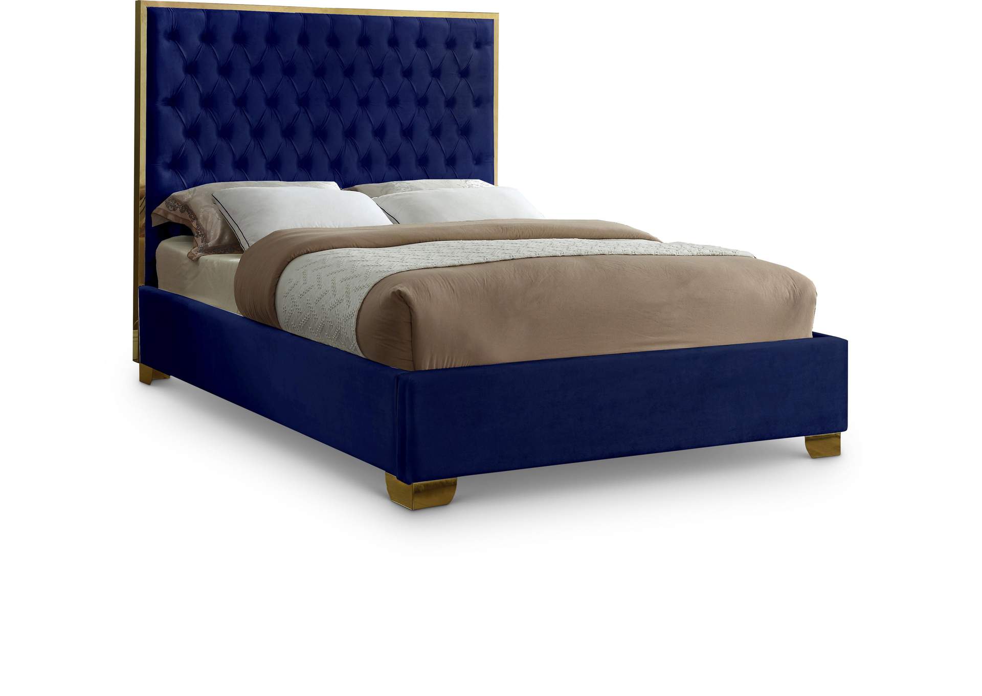 Lana Navy Velvet King Bed,Meridian Furniture