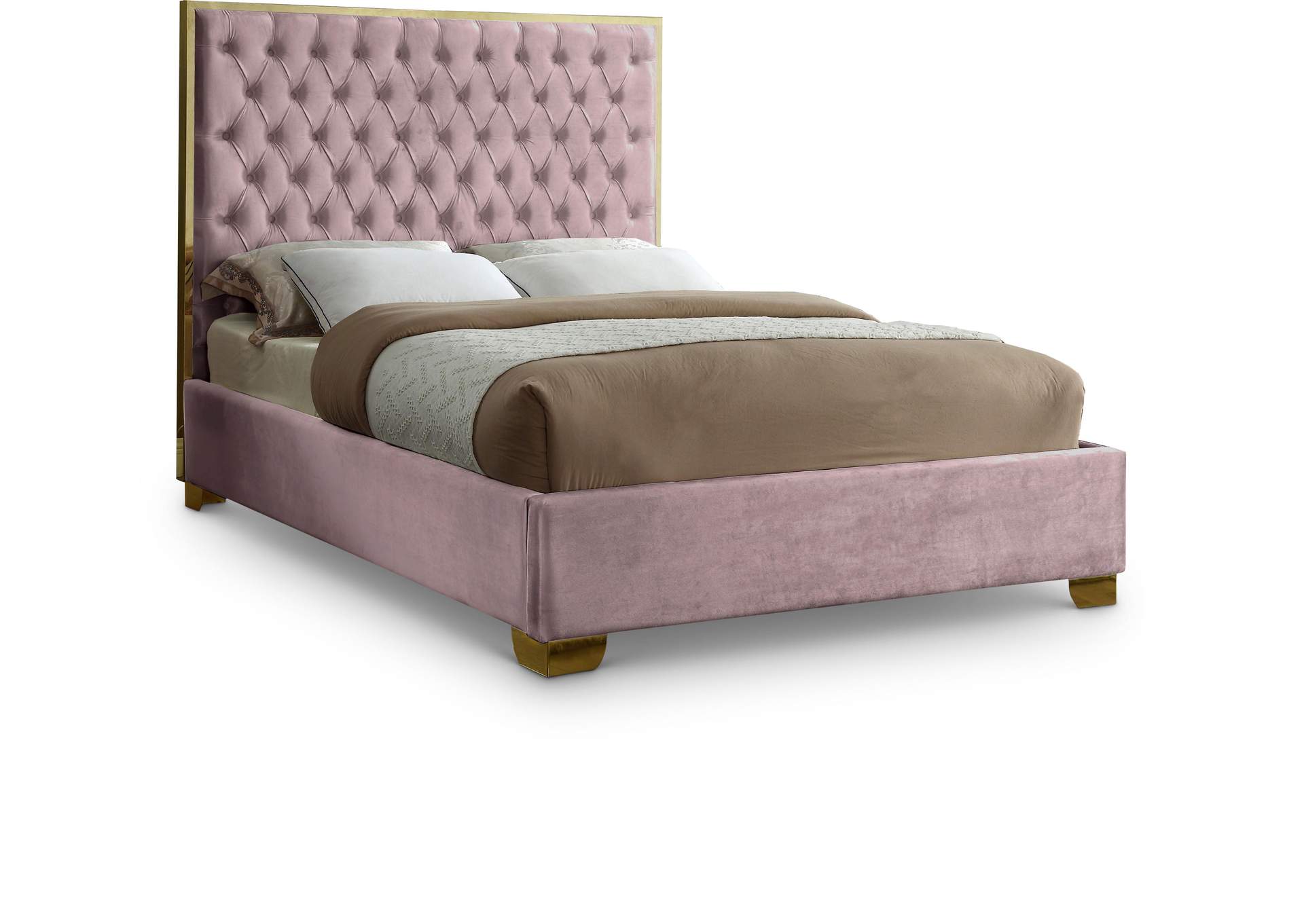 Lana Pink Velvet King Bed,Meridian Furniture