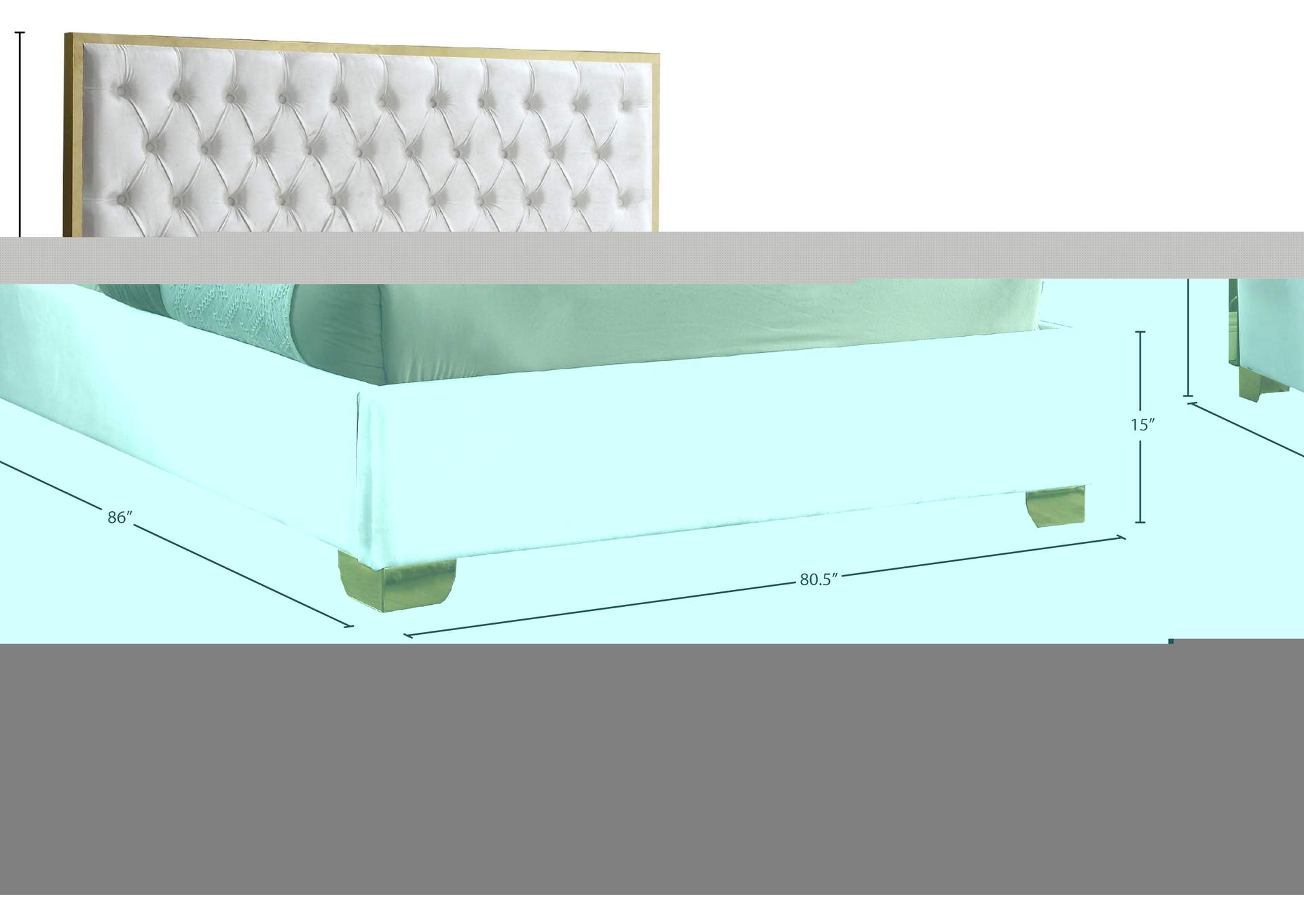 Lana White Velvet King Bed,Meridian Furniture