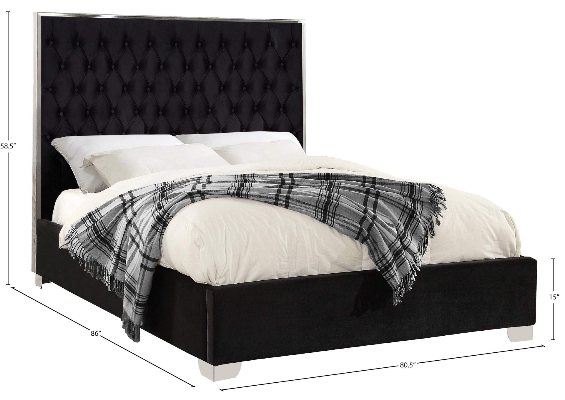 Lexi Black Velvet King Bed,Meridian Furniture