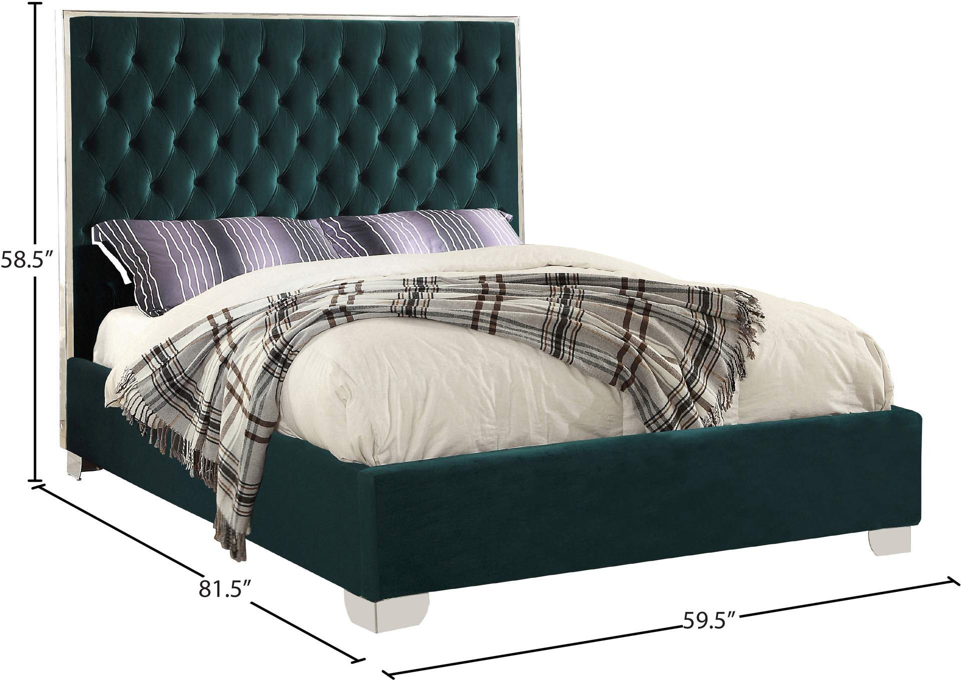 Lexi Green Velvet Full Bed,Meridian Furniture