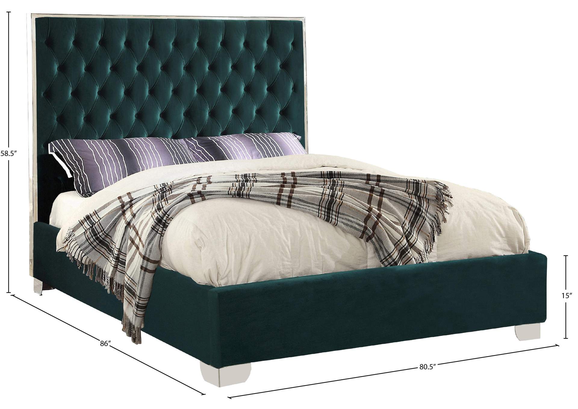 Lexi Green Velvet King Bed,Meridian Furniture