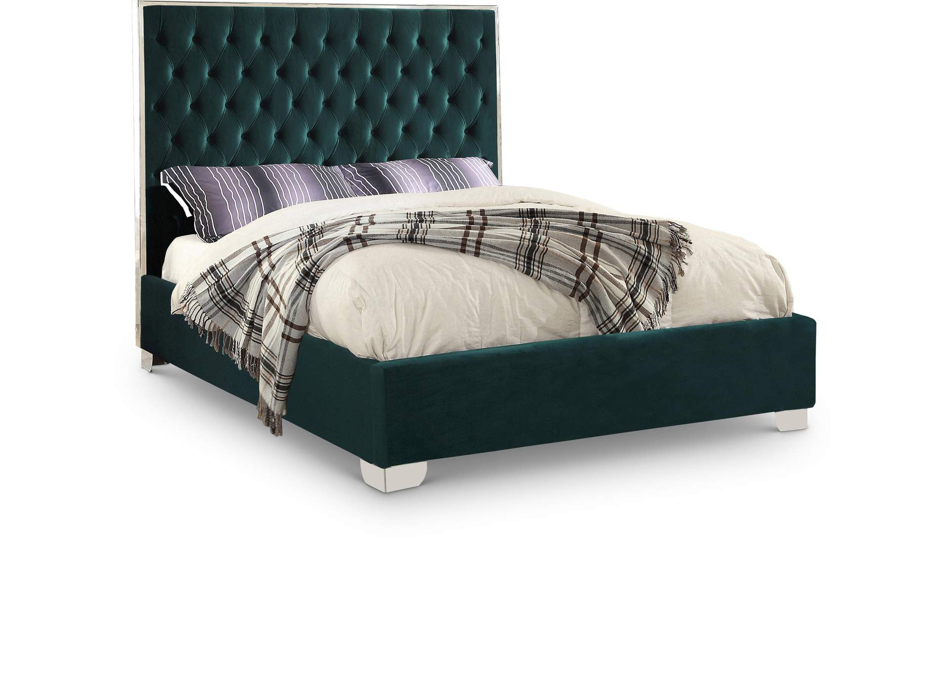 Lexi Green Velvet King Bed,Meridian Furniture