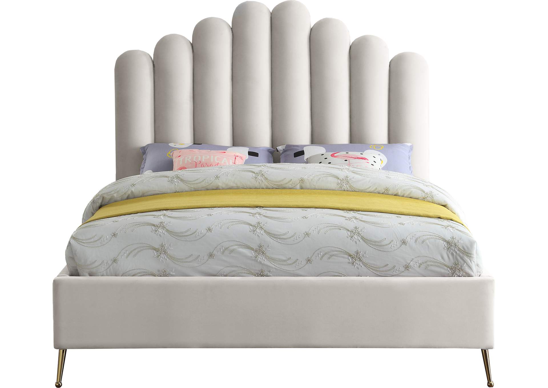 Lily Cream Velvet Full Bed,Meridian Furniture