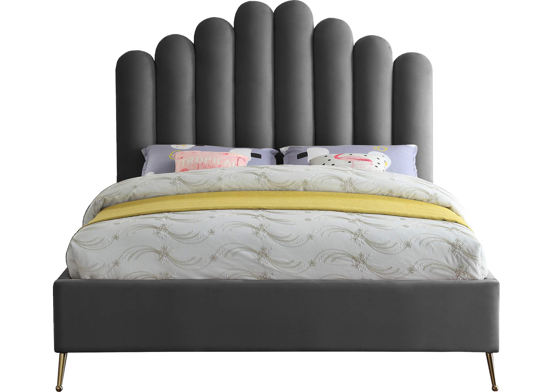 Lily Grey Velvet Full Bed,Meridian Furniture