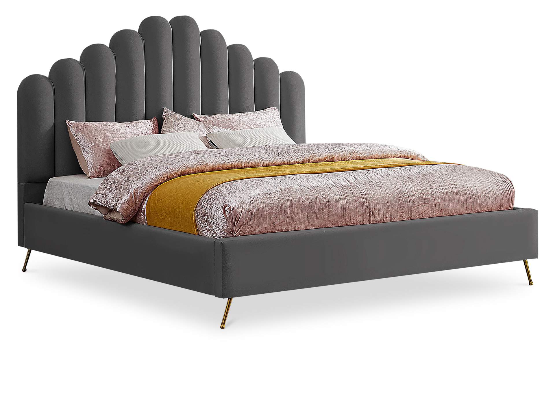 Lily Grey Velvet King Bed,Meridian Furniture