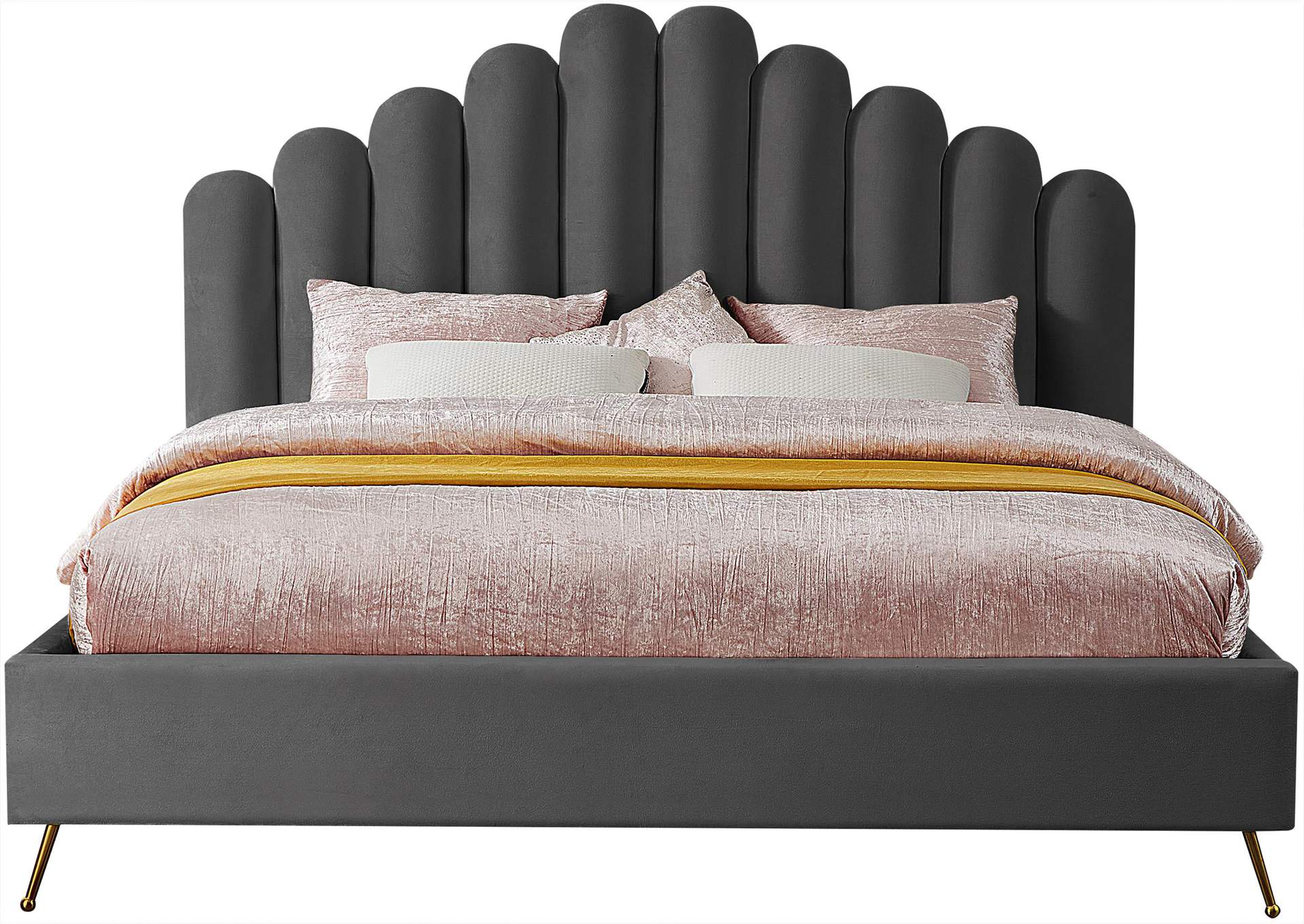 Lily Grey Velvet King Bed,Meridian Furniture