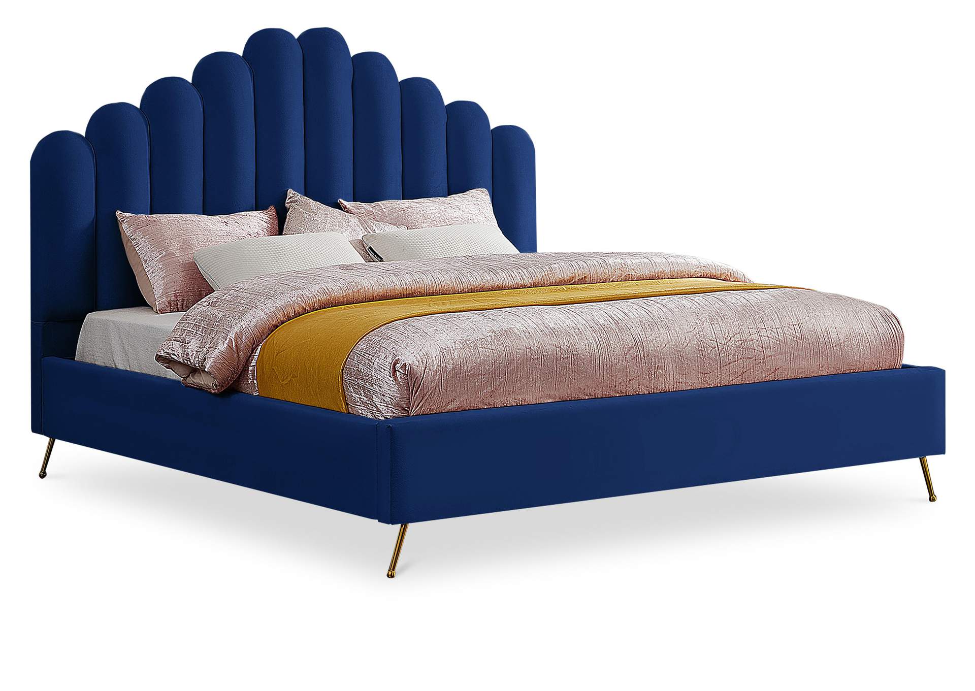 Lily Navy Velvet King Bed,Meridian Furniture