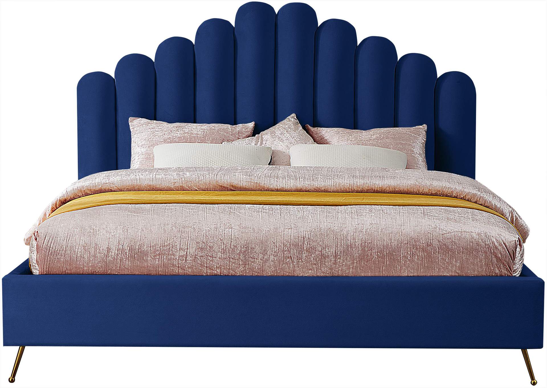 Lily Navy Velvet King Bed,Meridian Furniture