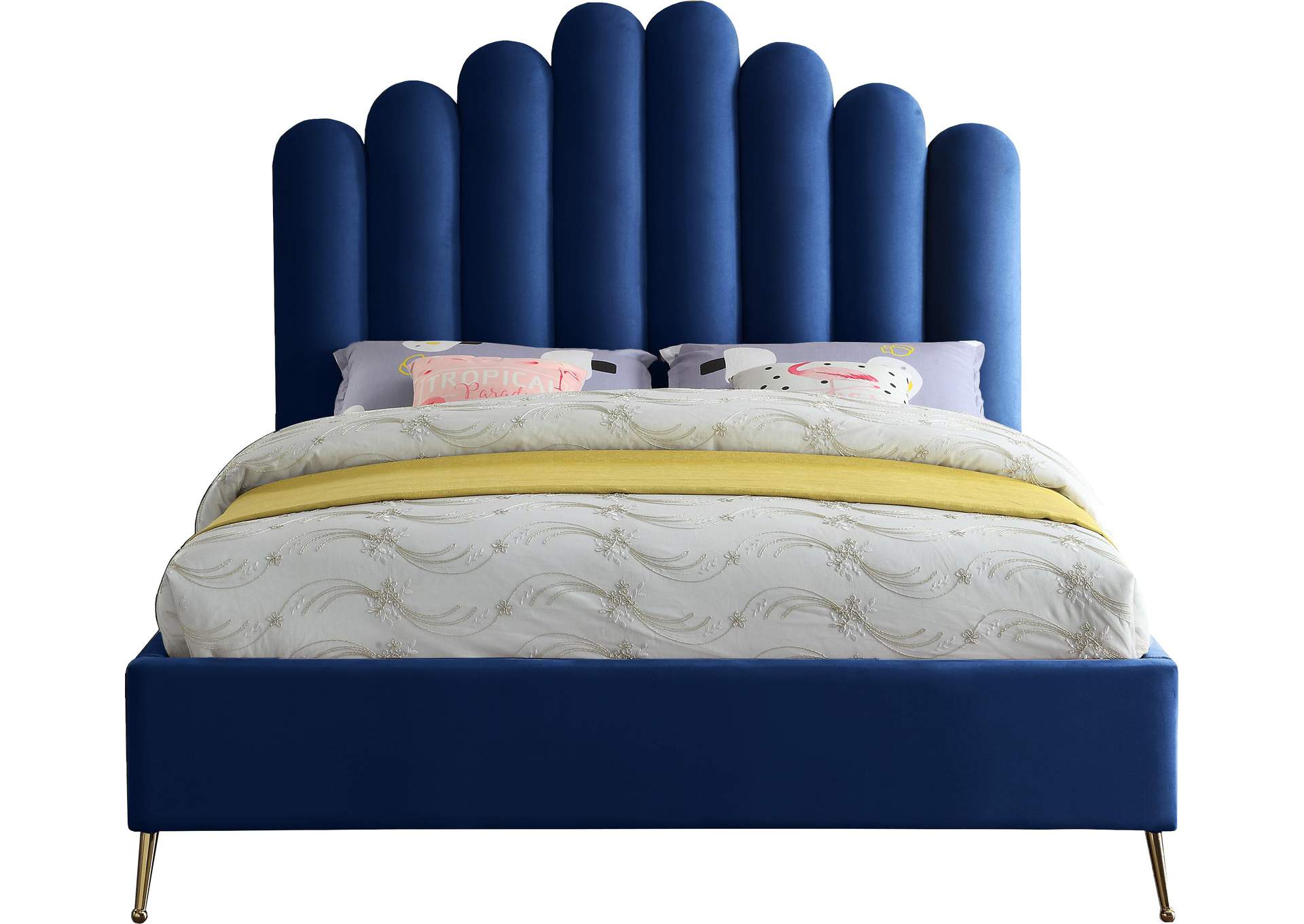 Lily Navy Velvet Queen Bed,Meridian Furniture