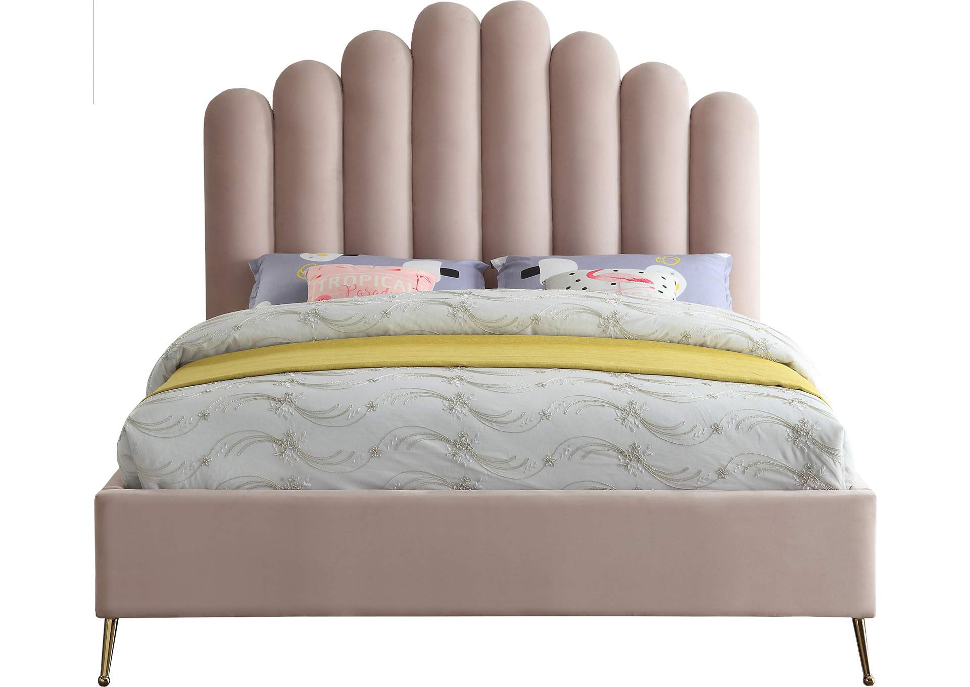 Lily Pink Velvet Full Bed,Meridian Furniture