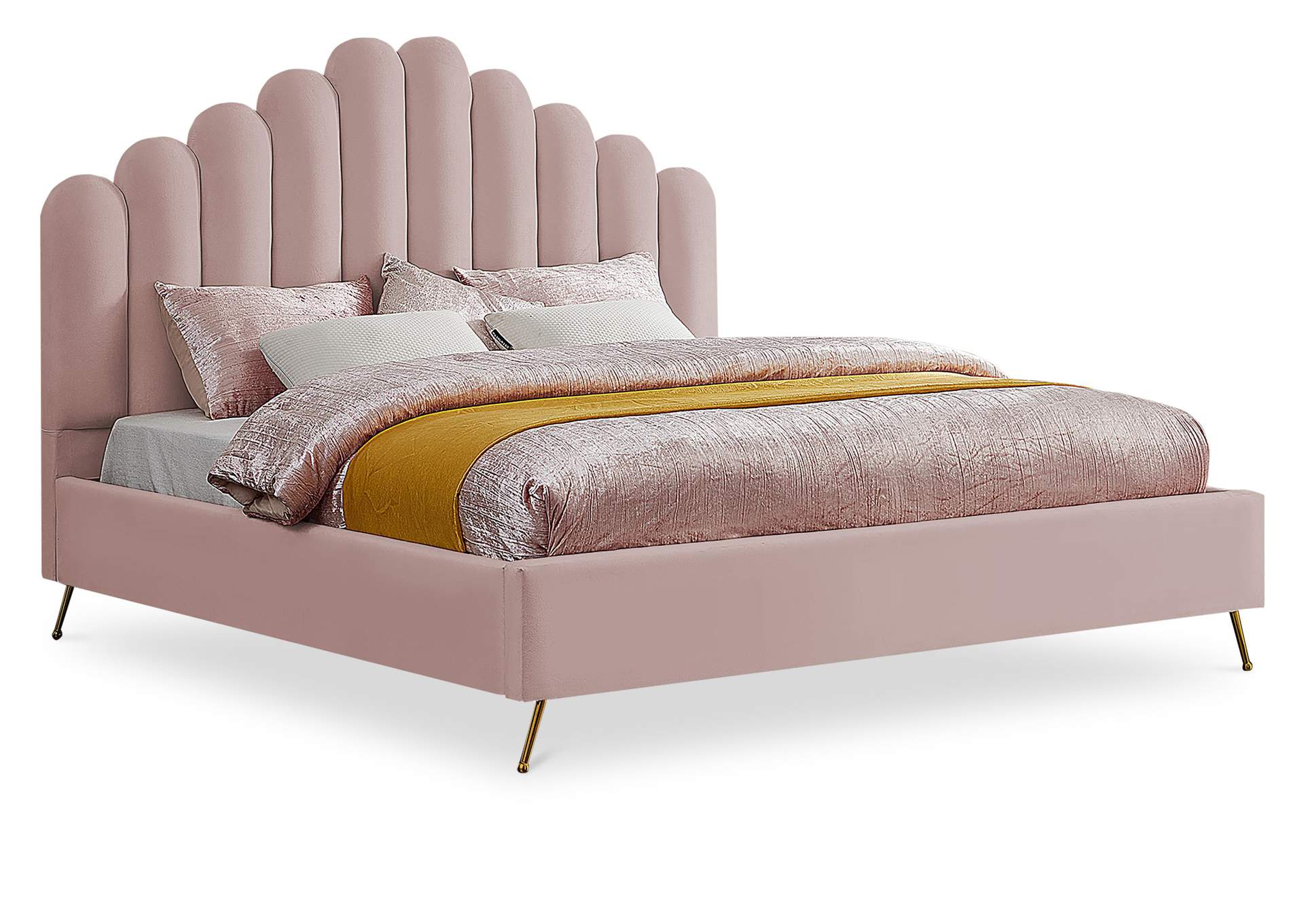 Lily Pink Velvet King Bed,Meridian Furniture