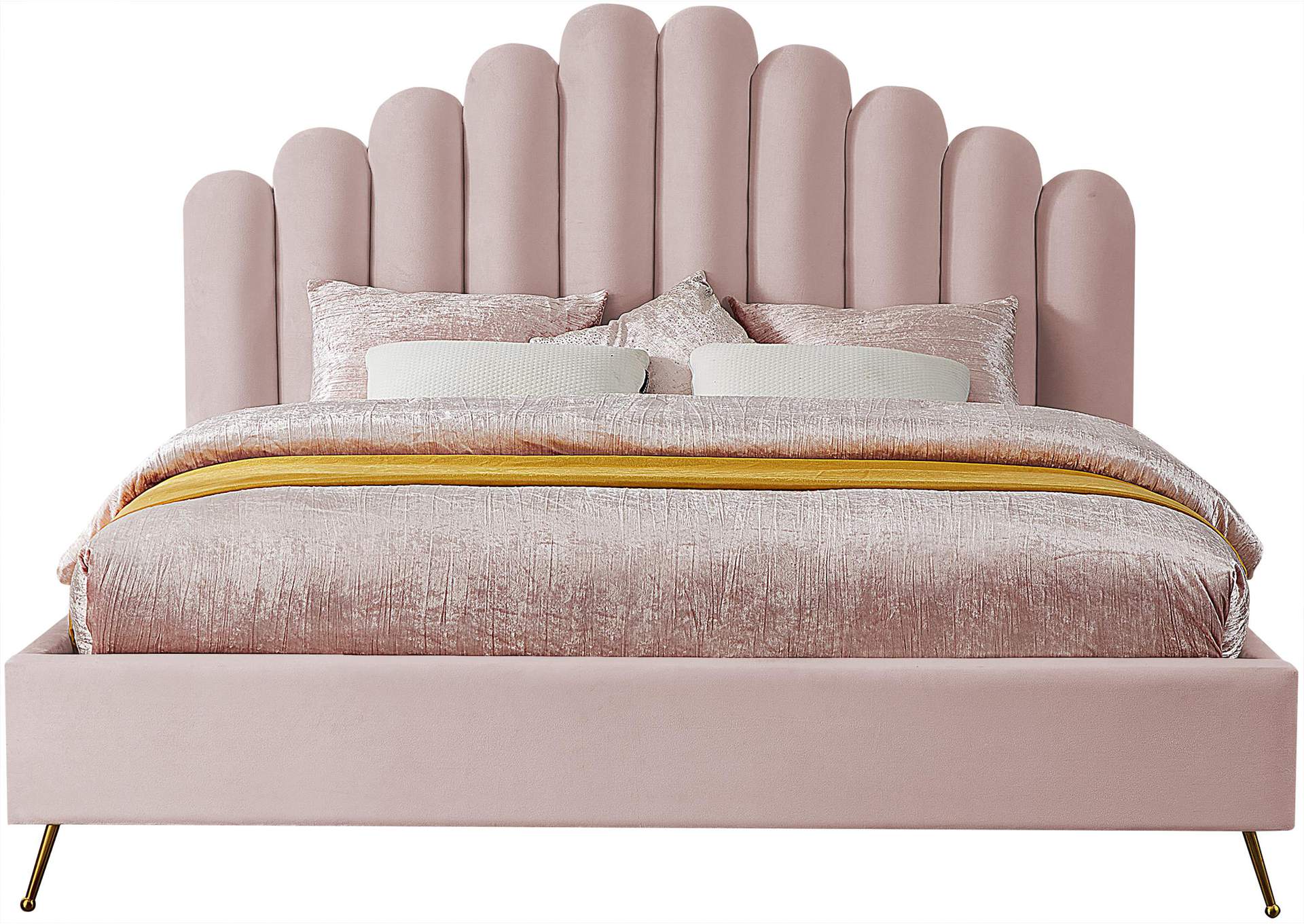 Lily Pink Velvet King Bed,Meridian Furniture