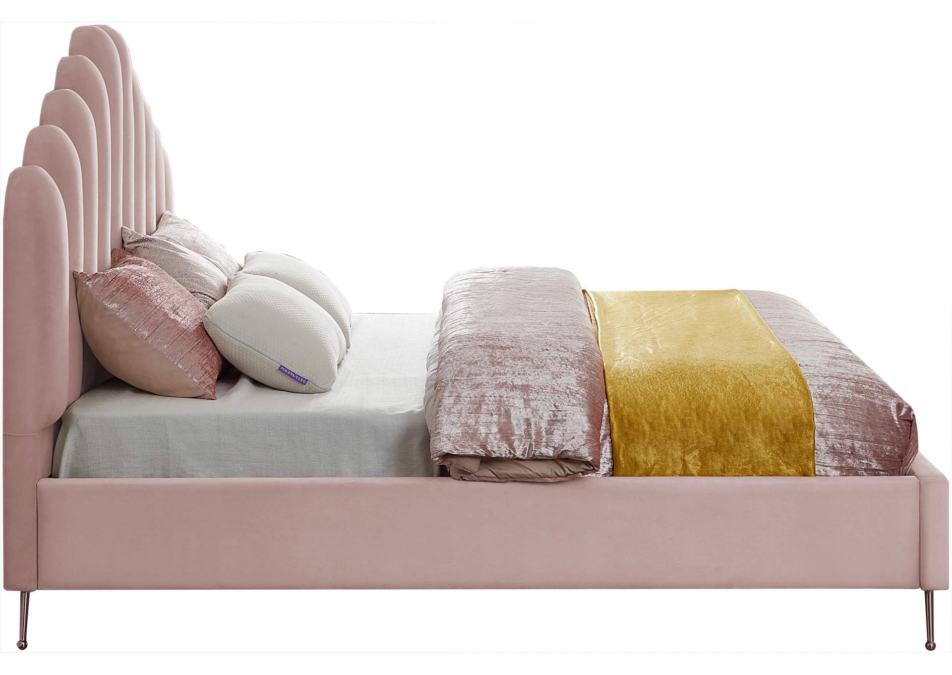 Lily Pink Velvet King Bed,Meridian Furniture