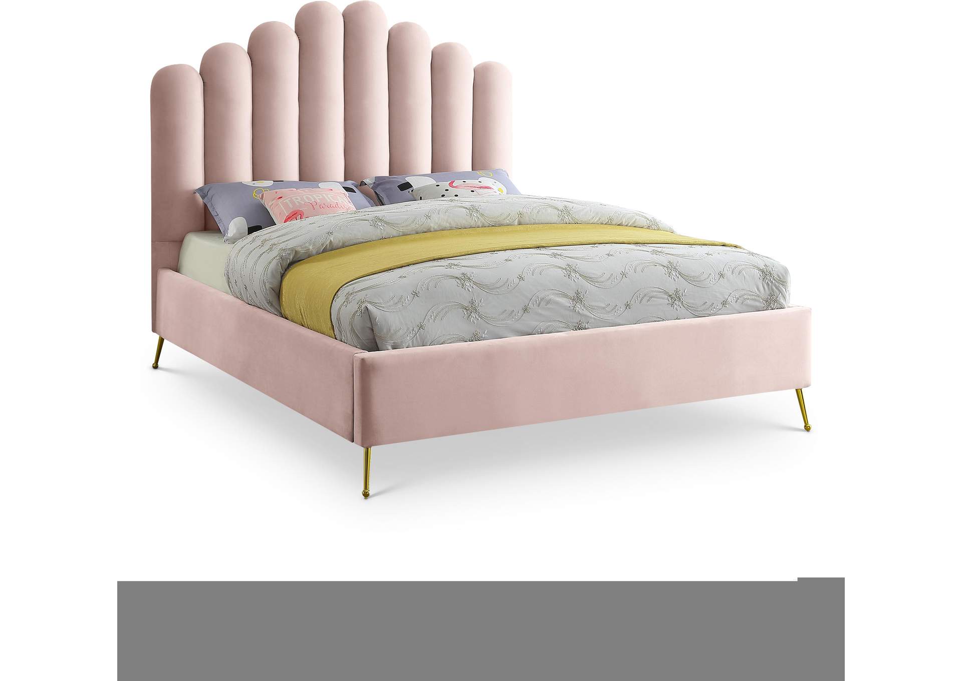 Lily Pink Velvet Queen Bed,Meridian Furniture