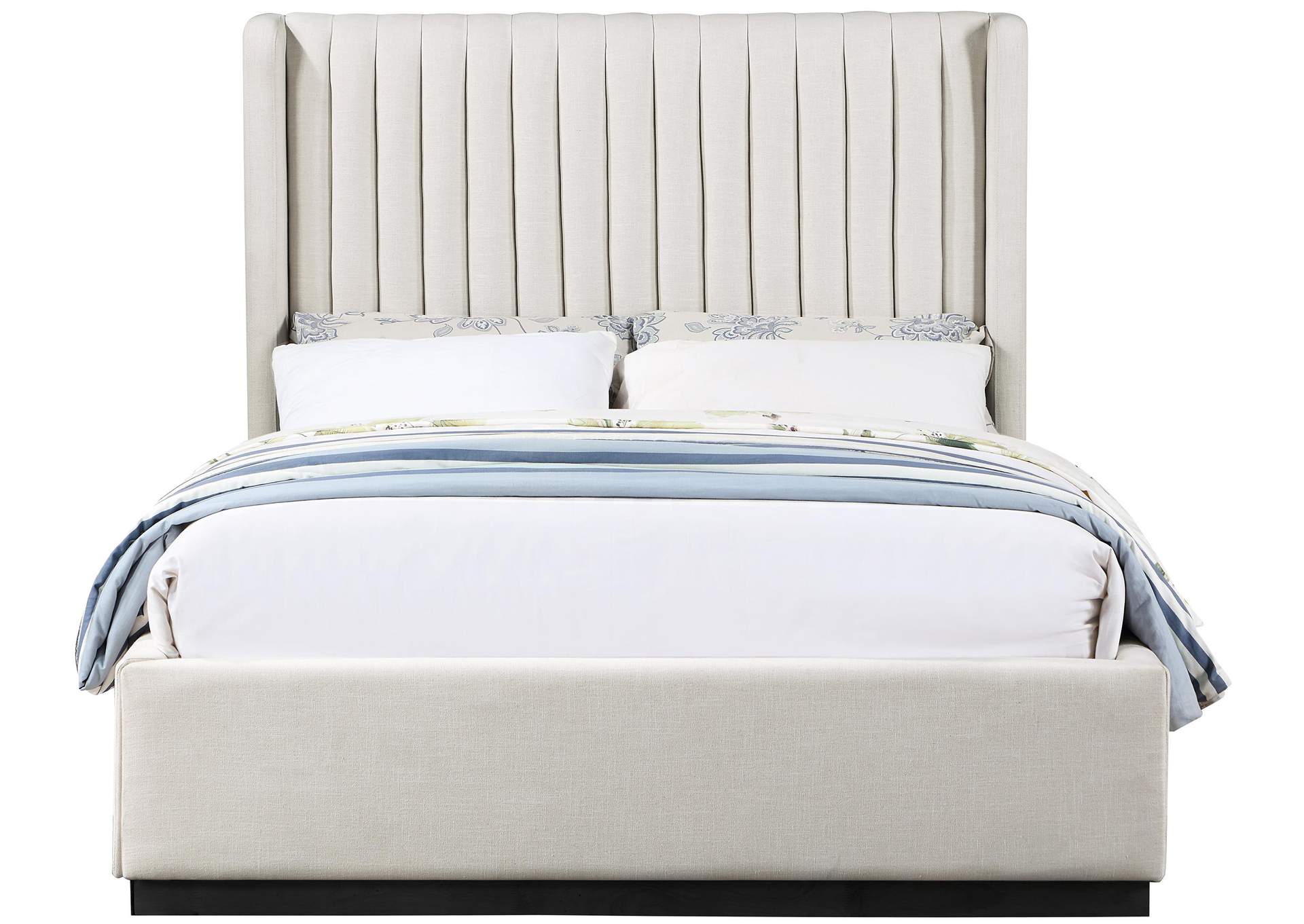 Logan Beige Linen Textured Fabric Full Bed,Meridian Furniture