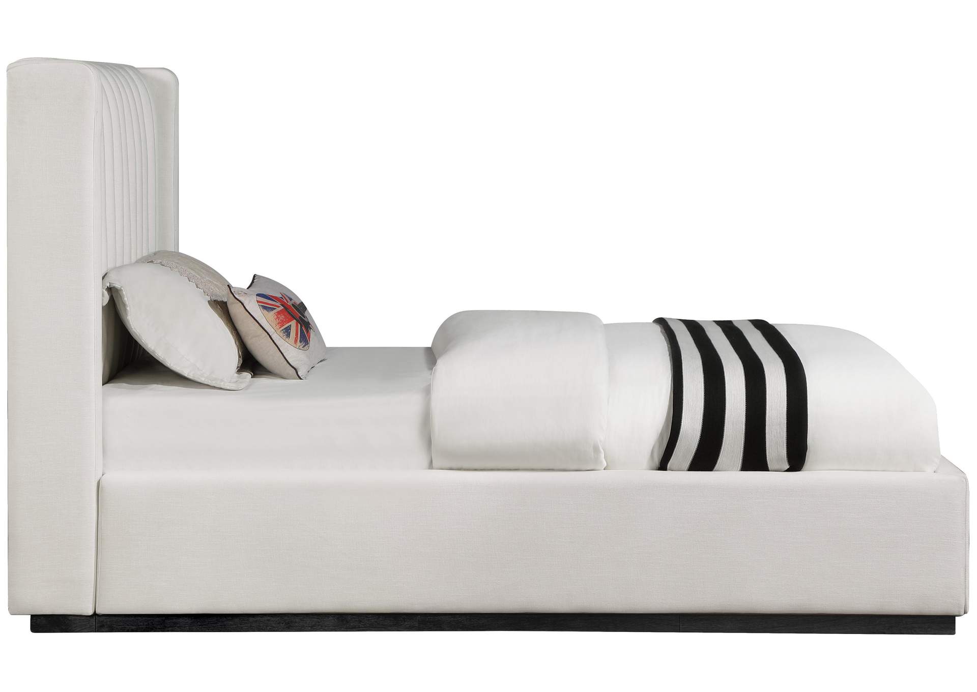 Logan Beige Linen Textured Fabric Twin Bed,Meridian Furniture