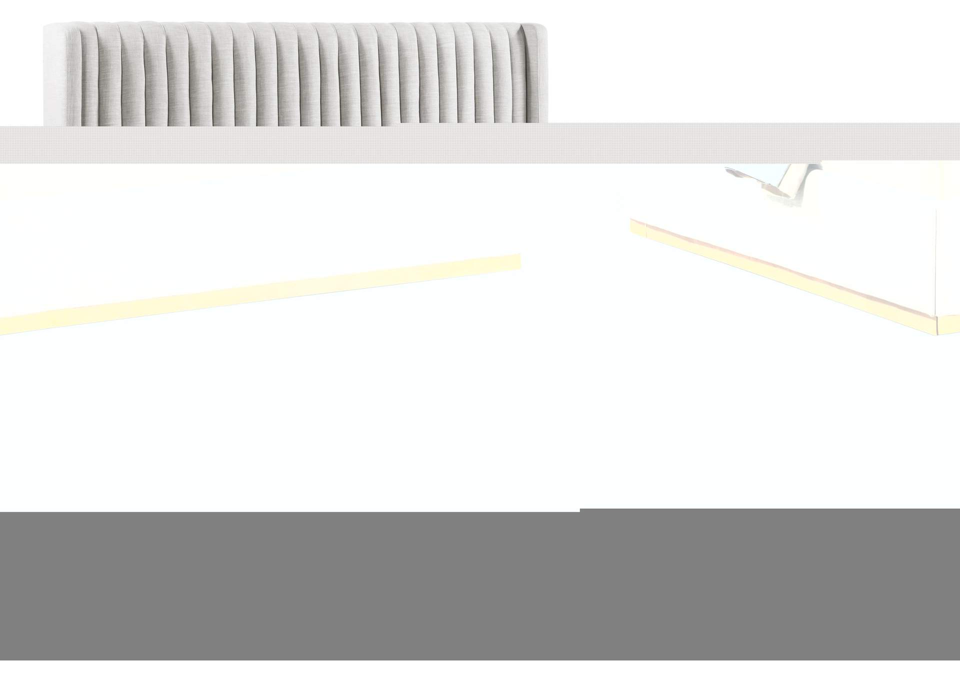 Logan Cream Linen Textured Fabric King Bed,Meridian Furniture