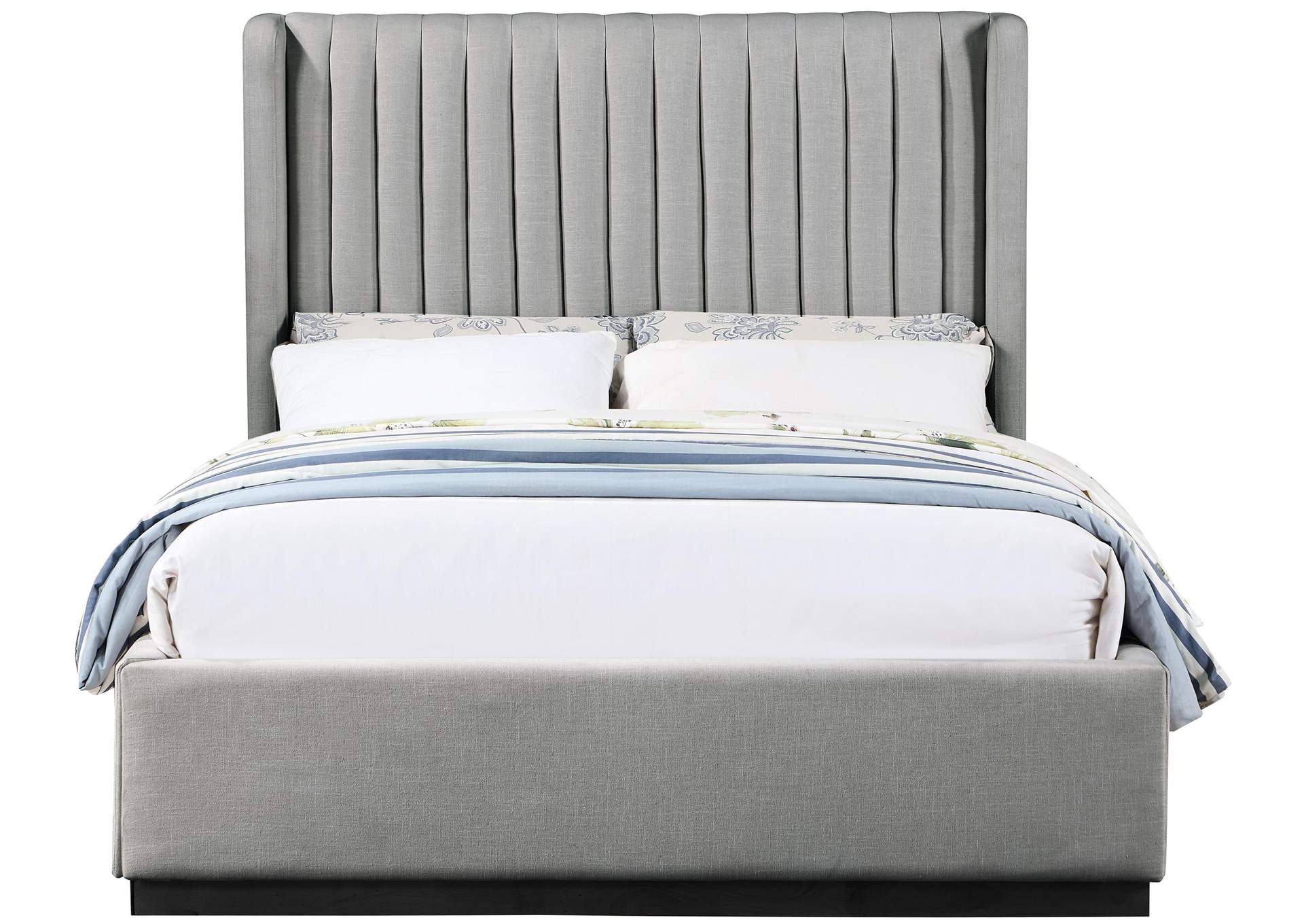 Logan Grey Linen Textured Fabric Full Bed,Meridian Furniture