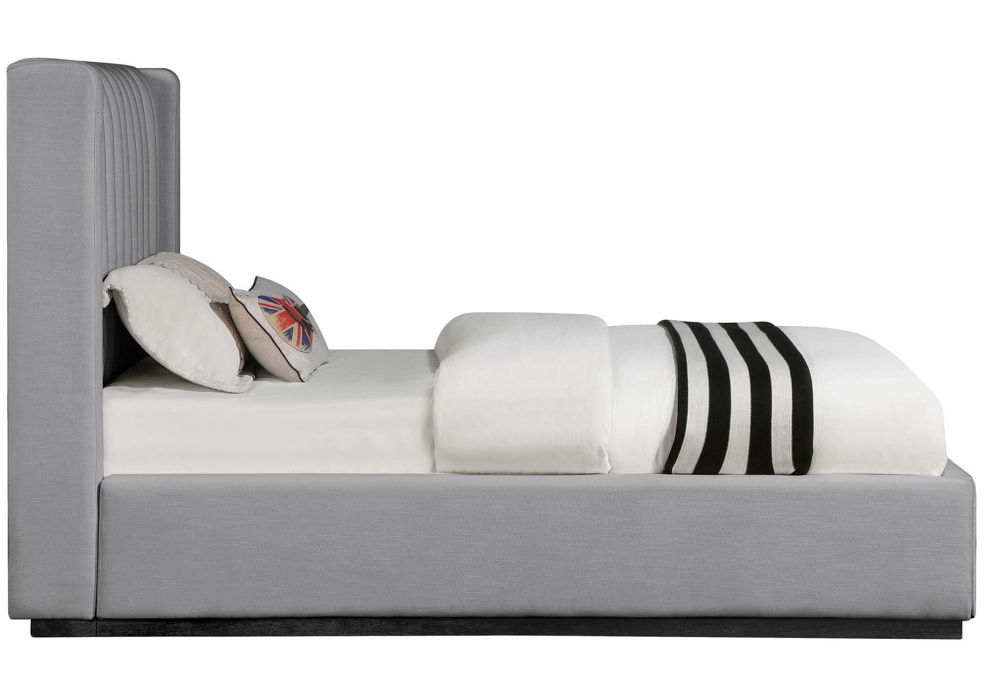 Logan Grey Linen Textured Fabric Twin Bed,Meridian Furniture