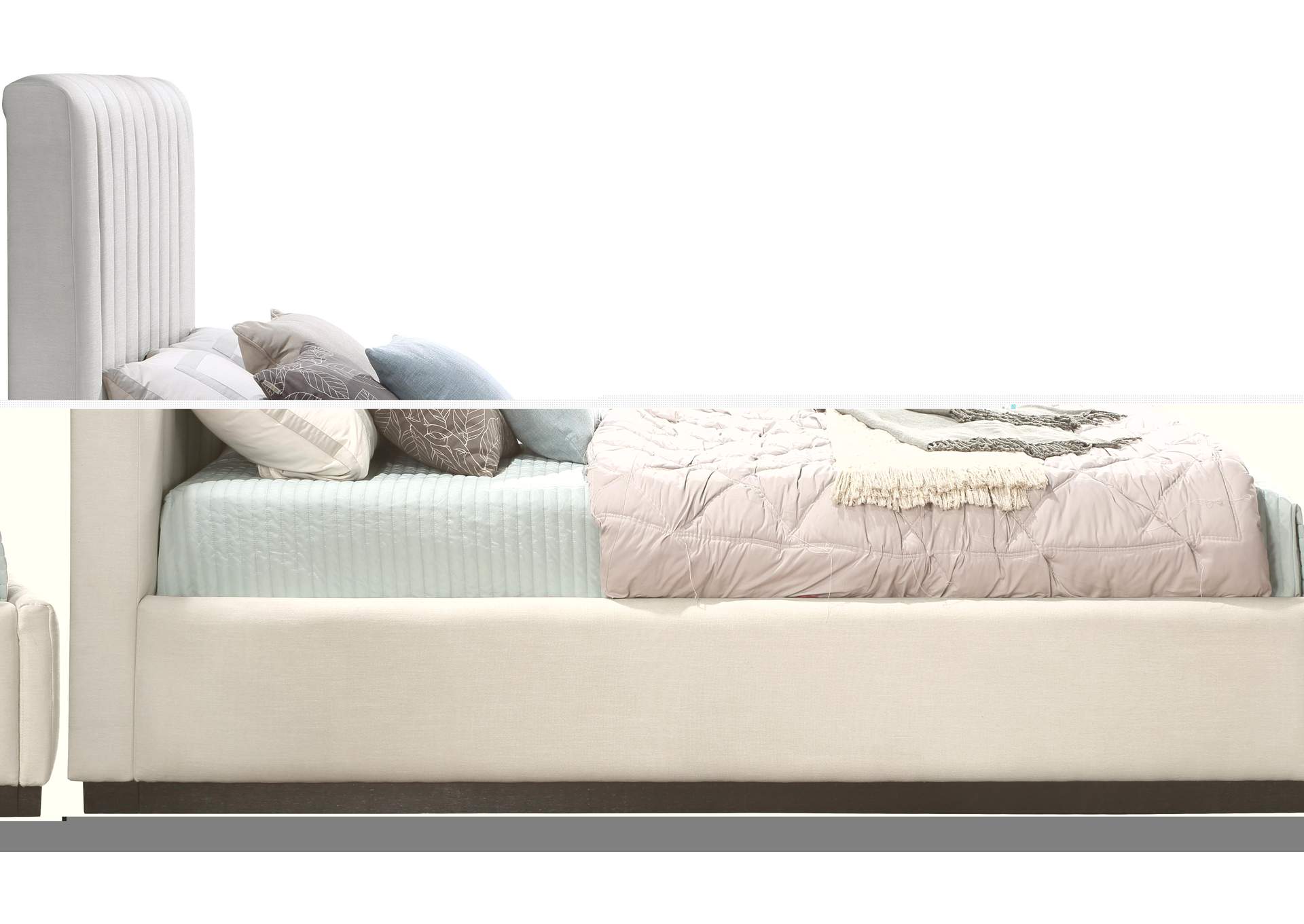 Lucia Beige Linen Textured Fabric Full Bed,Meridian Furniture
