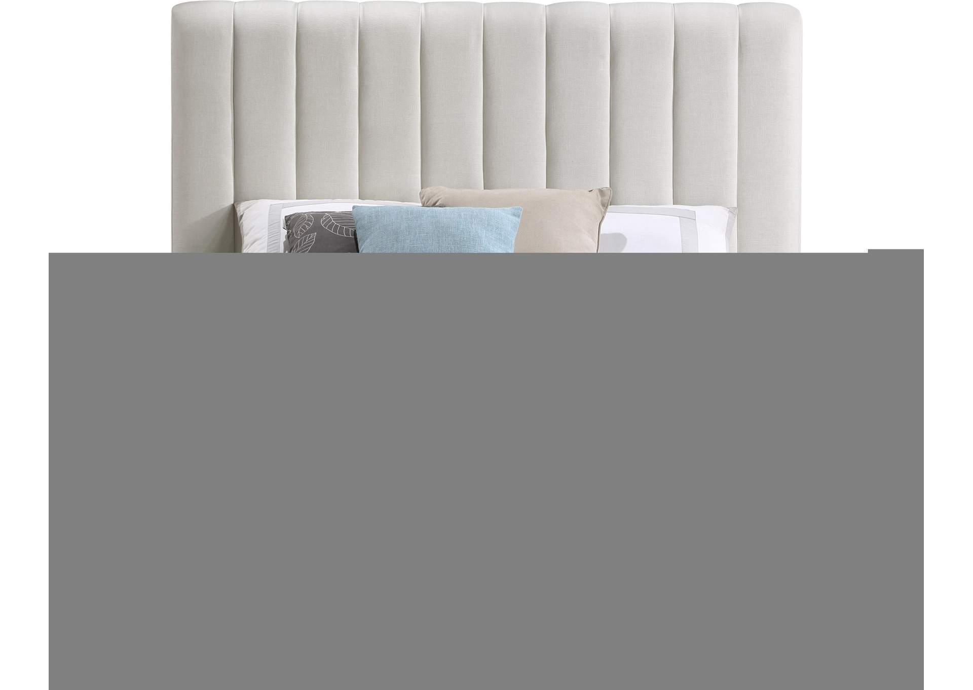 Lucia Beige Linen Textured Fabric Queen Bed,Meridian Furniture