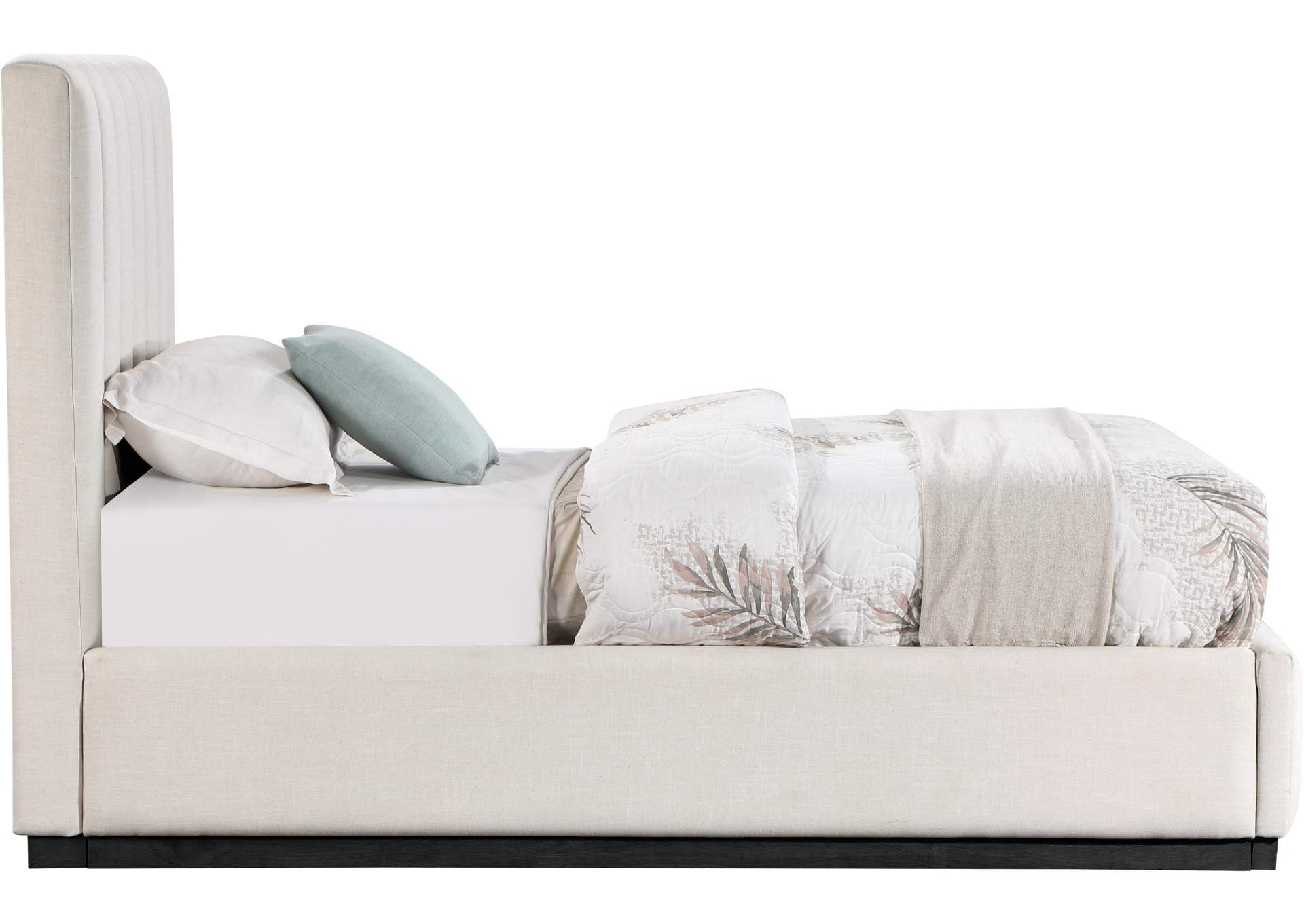 Lucia Beige Linen Textured Fabric Twin Bed,Meridian Furniture