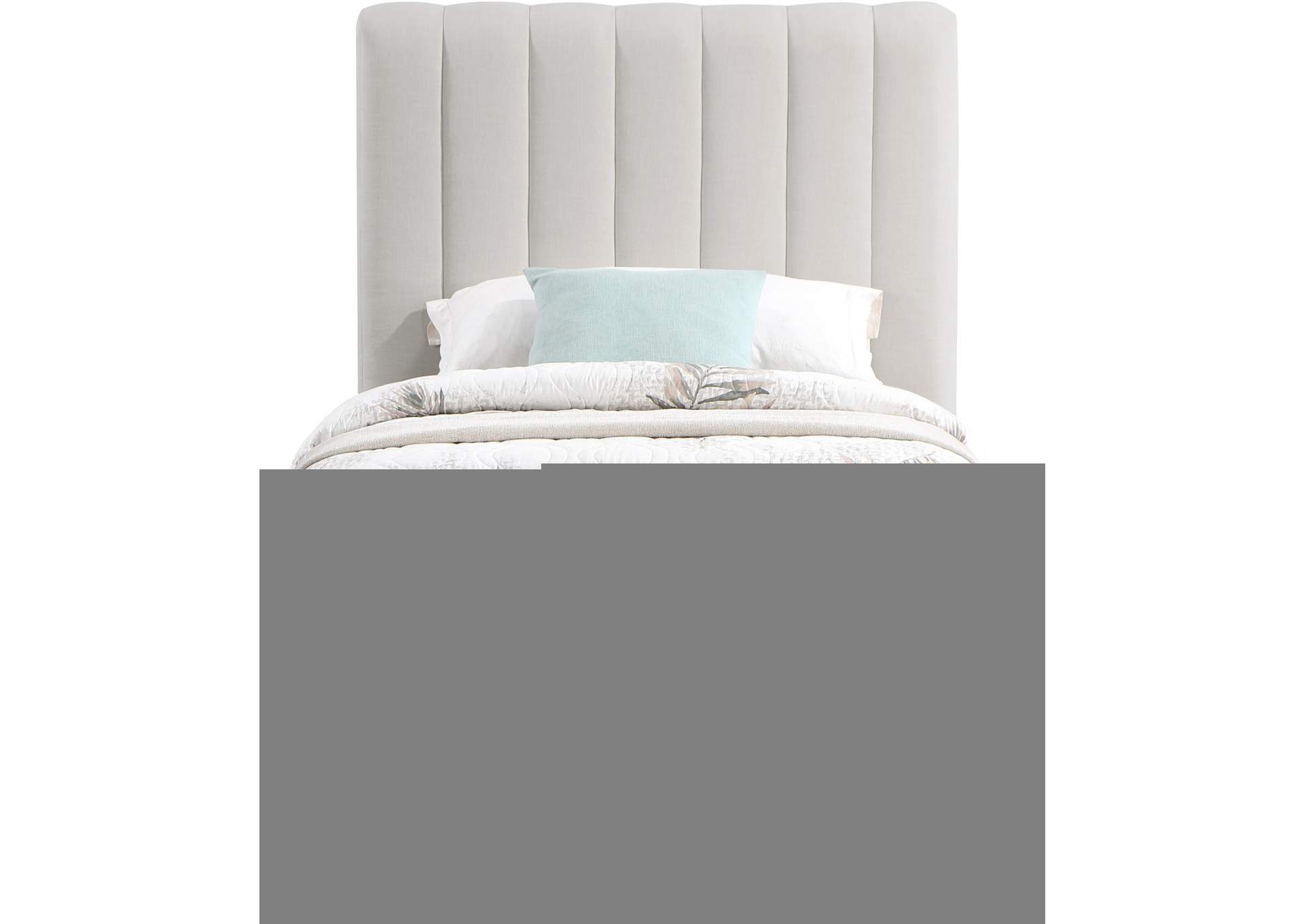 Lucia Cream Linen Textured Fabric Twin Bed,Meridian Furniture