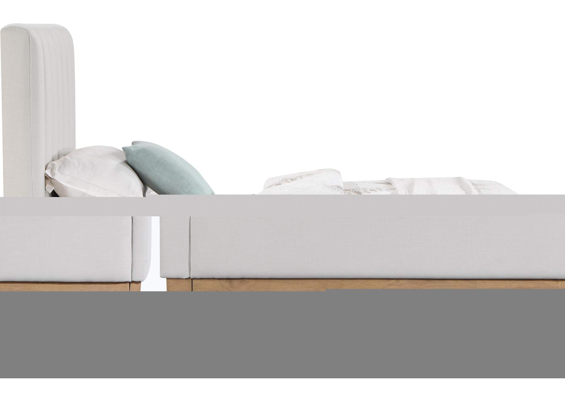 Lucia Cream Linen Textured Fabric Twin Bed,Meridian Furniture