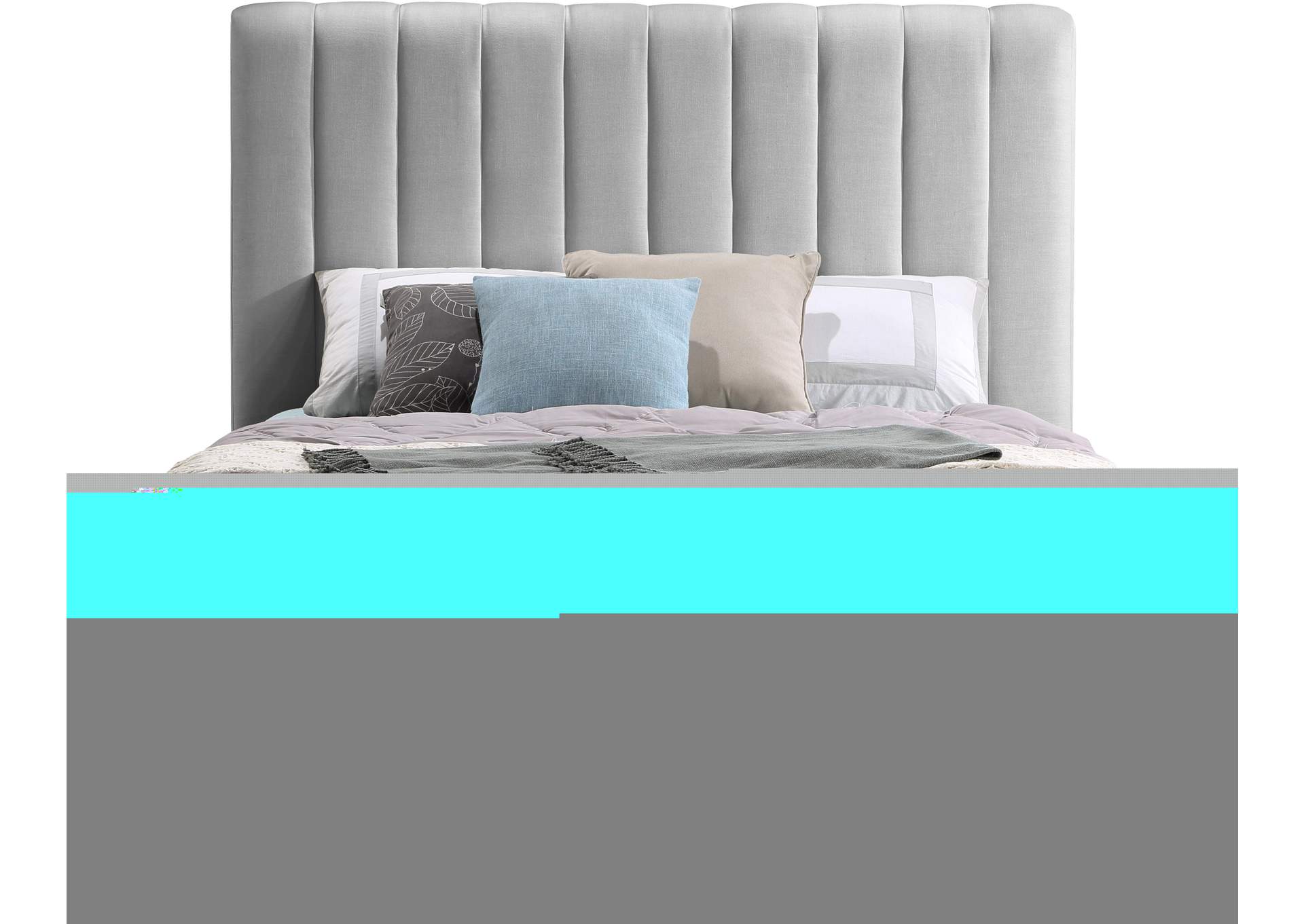 Lucia Grey Linen Textured Fabric Full Bed,Meridian Furniture