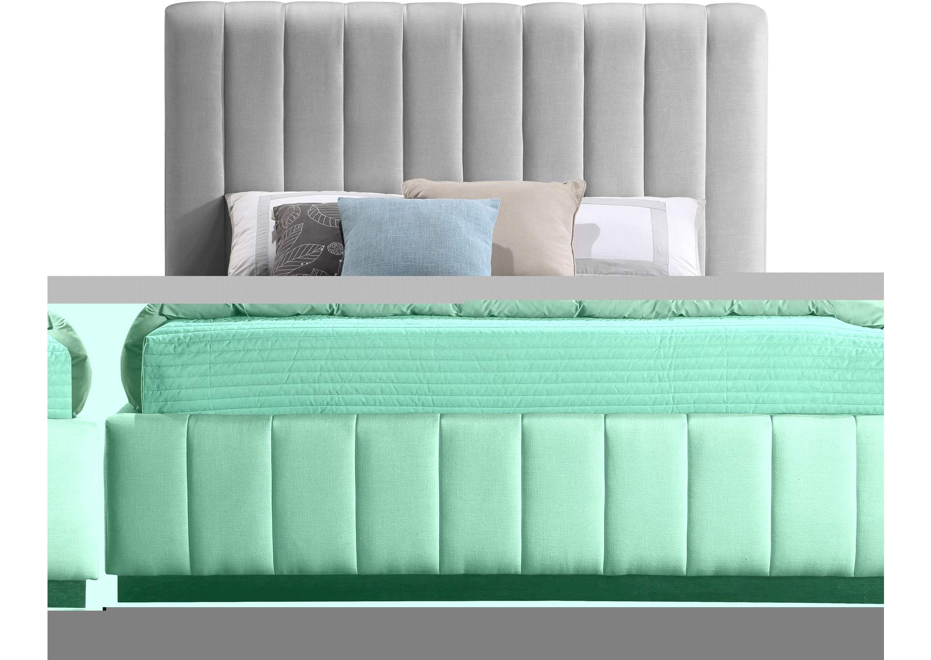 Lucia Grey Linen Textured Fabric Queen Bed,Meridian Furniture