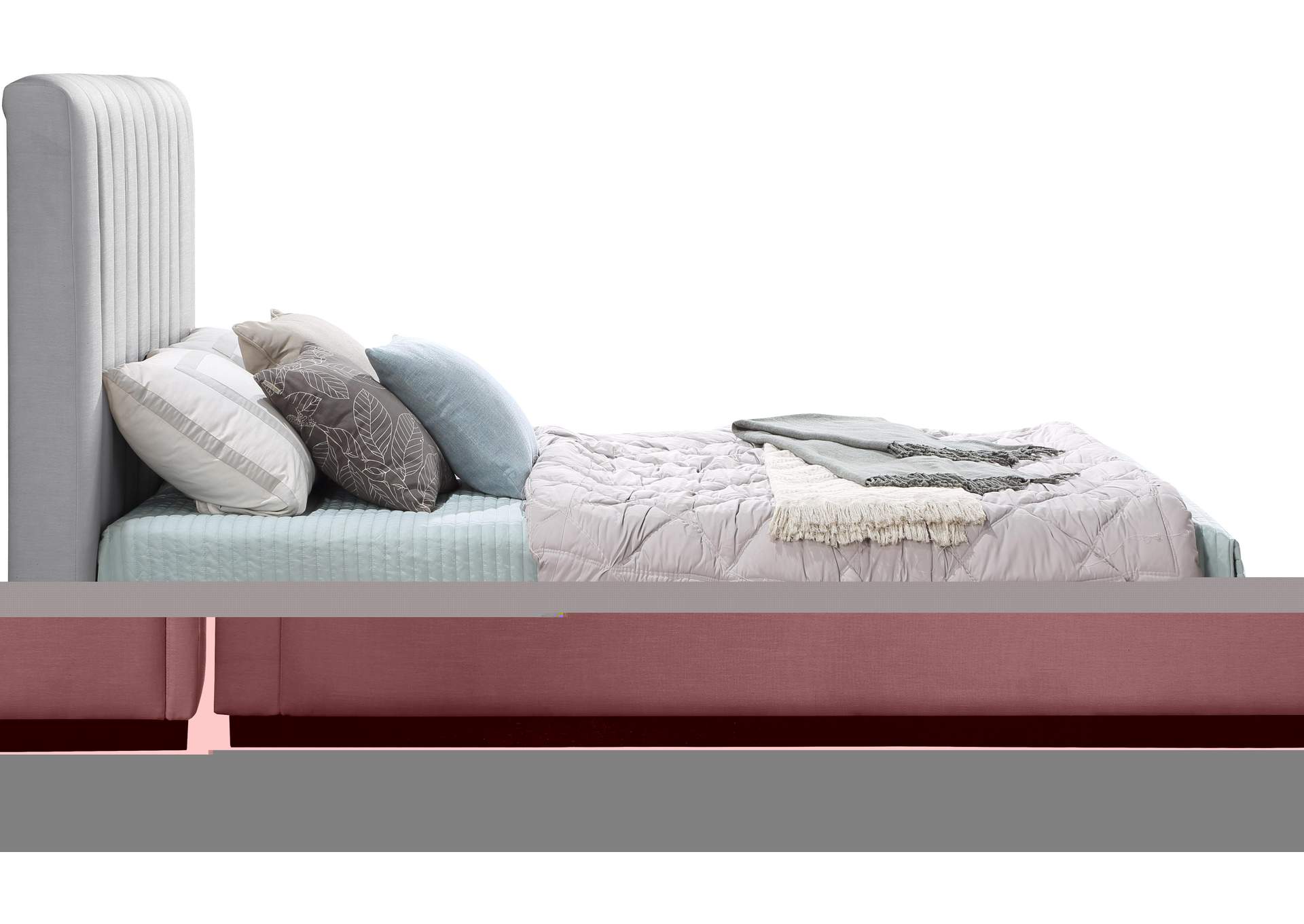 Lucia Grey Linen Textured Fabric Queen Bed,Meridian Furniture