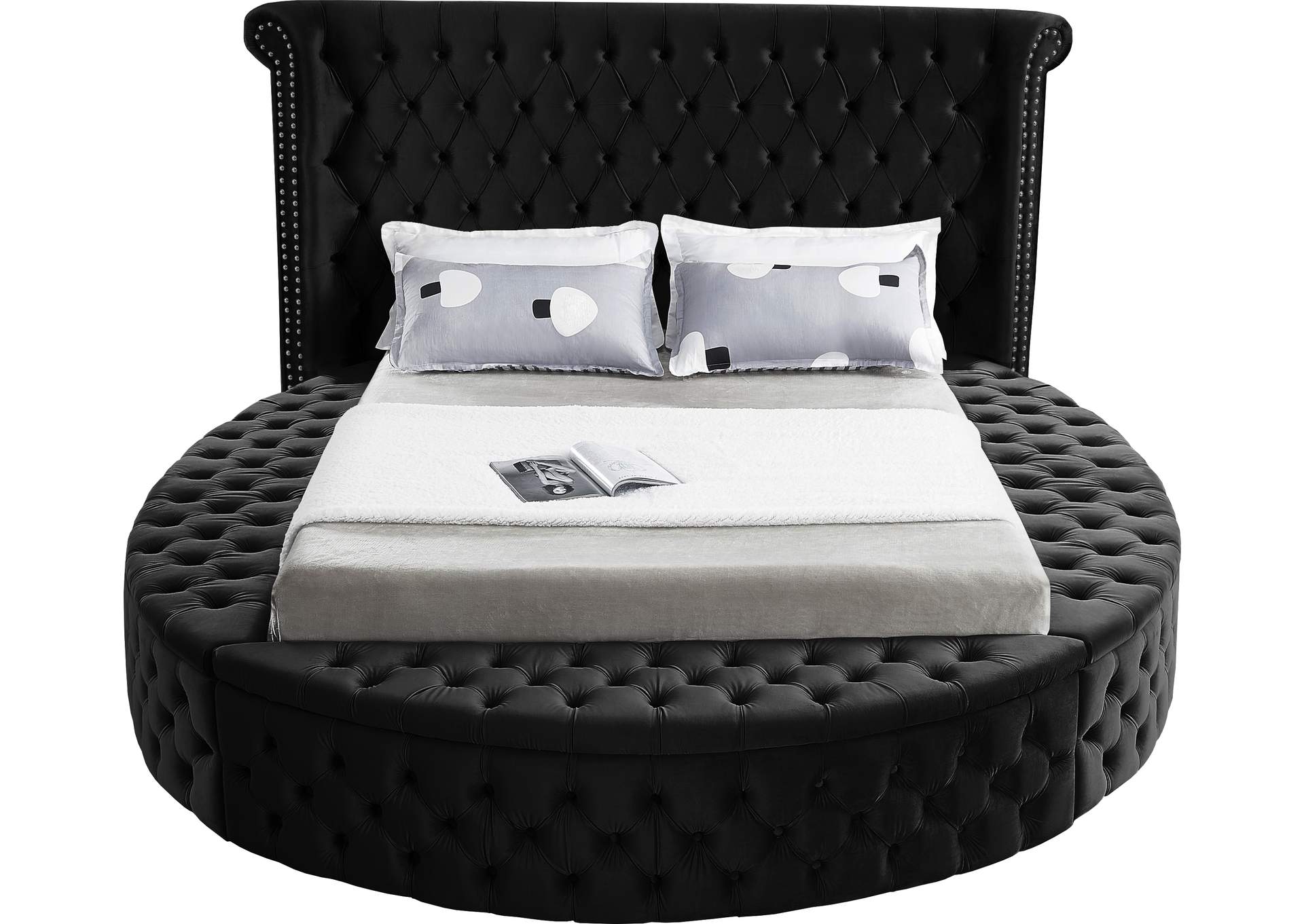 Luxus Black Velvet Full Bed (3 Boxes),Meridian Furniture