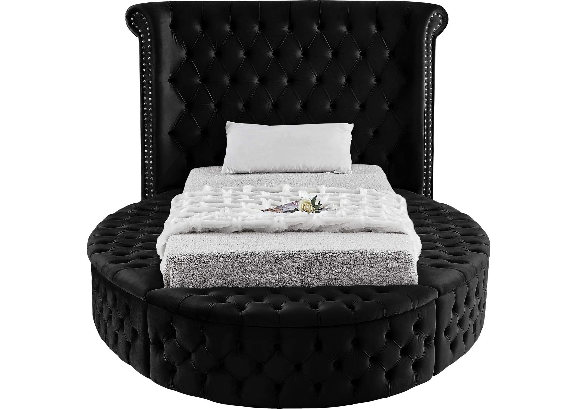 Luxus Black Velvet Twin Bed (3 Boxes),Meridian Furniture