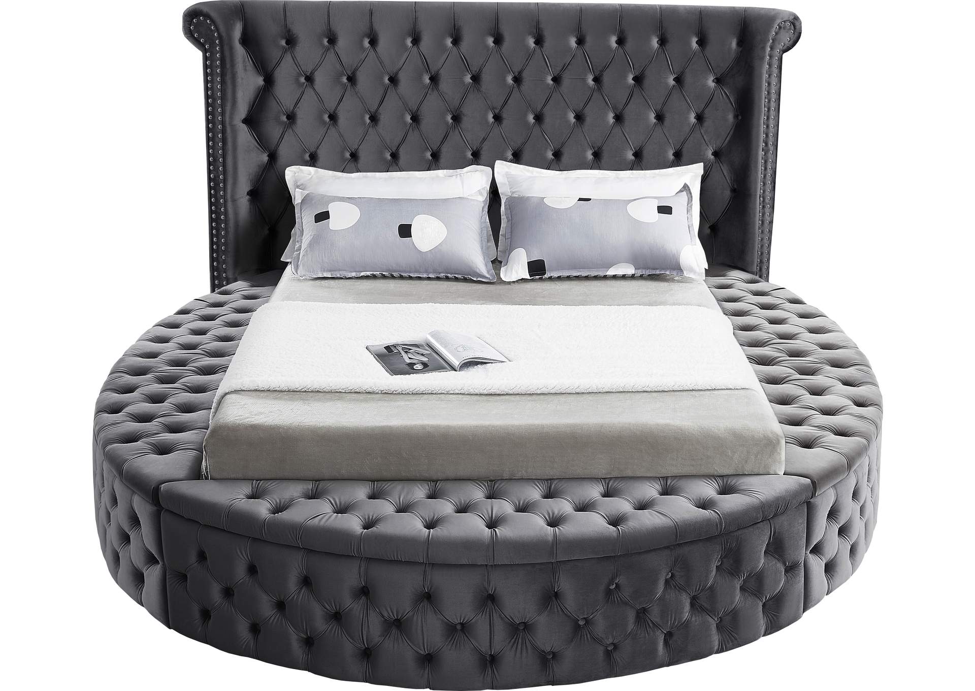 Luxus Grey Velvet Full Bed (3 Boxes),Meridian Furniture