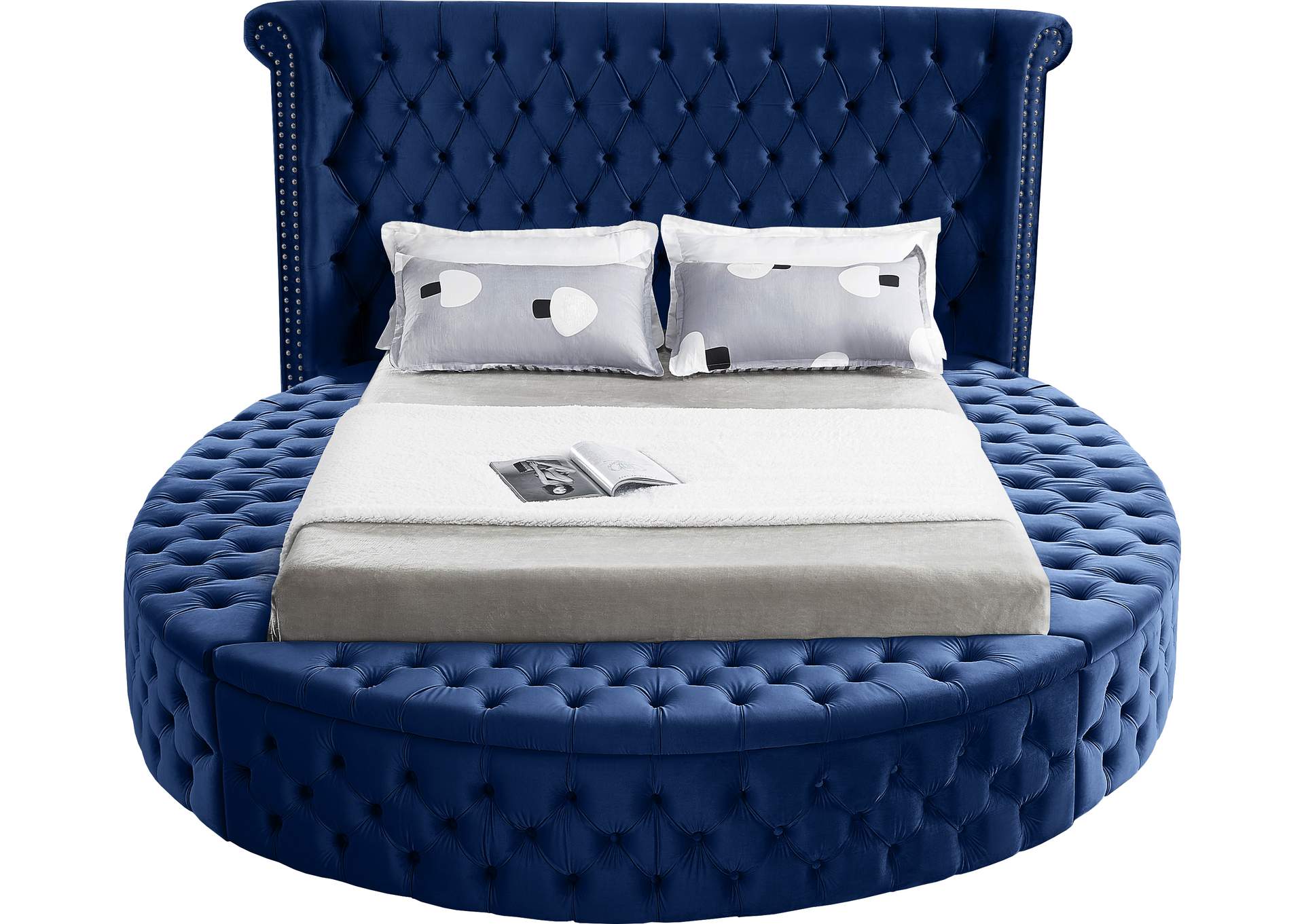 Luxus Navy Velvet Full Bed (3 Boxes),Meridian Furniture