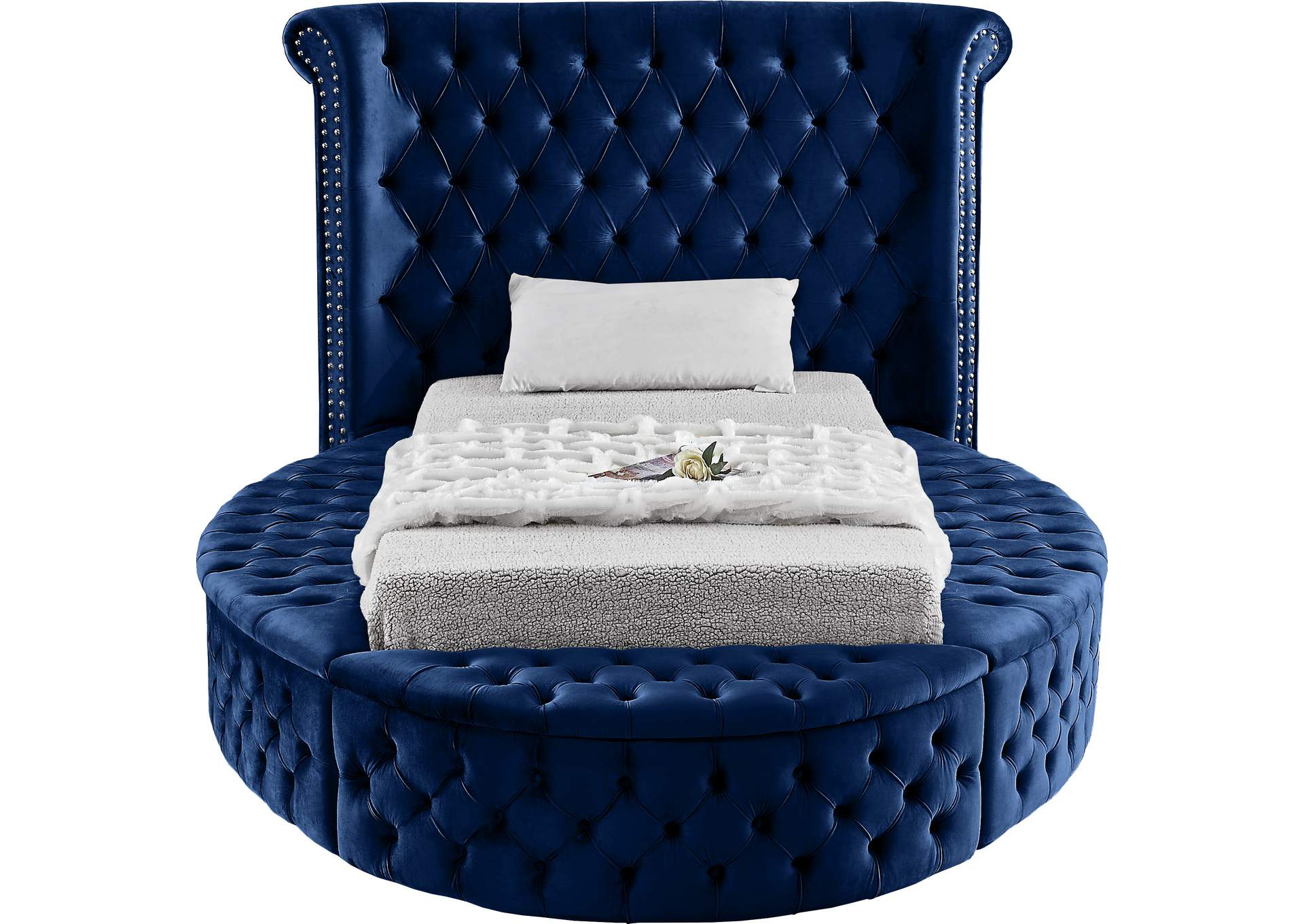 Luxus Navy Velvet Twin Bed (3 Boxes),Meridian Furniture