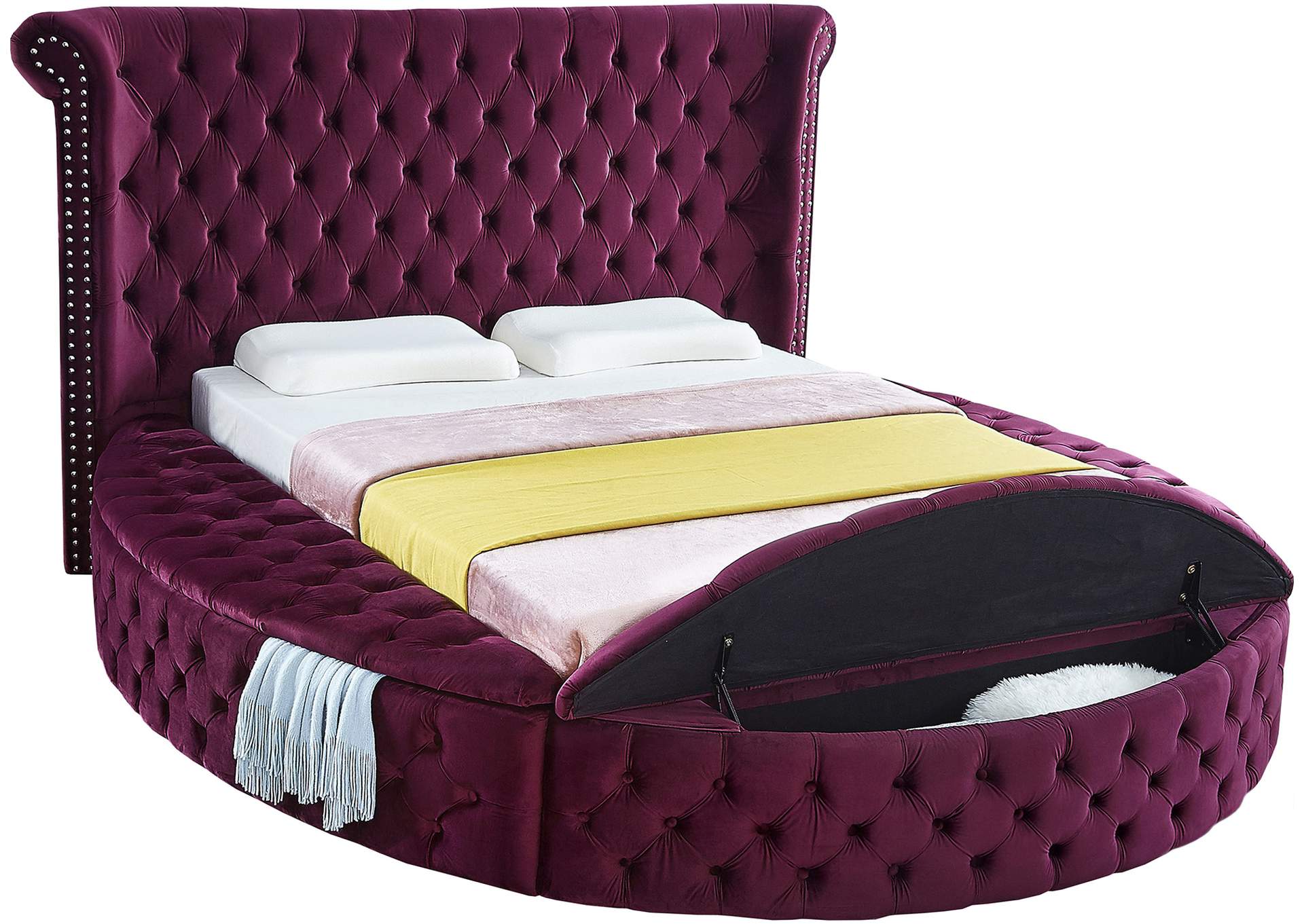 Luxus Purple Velvet Full Bed,Meridian Furniture