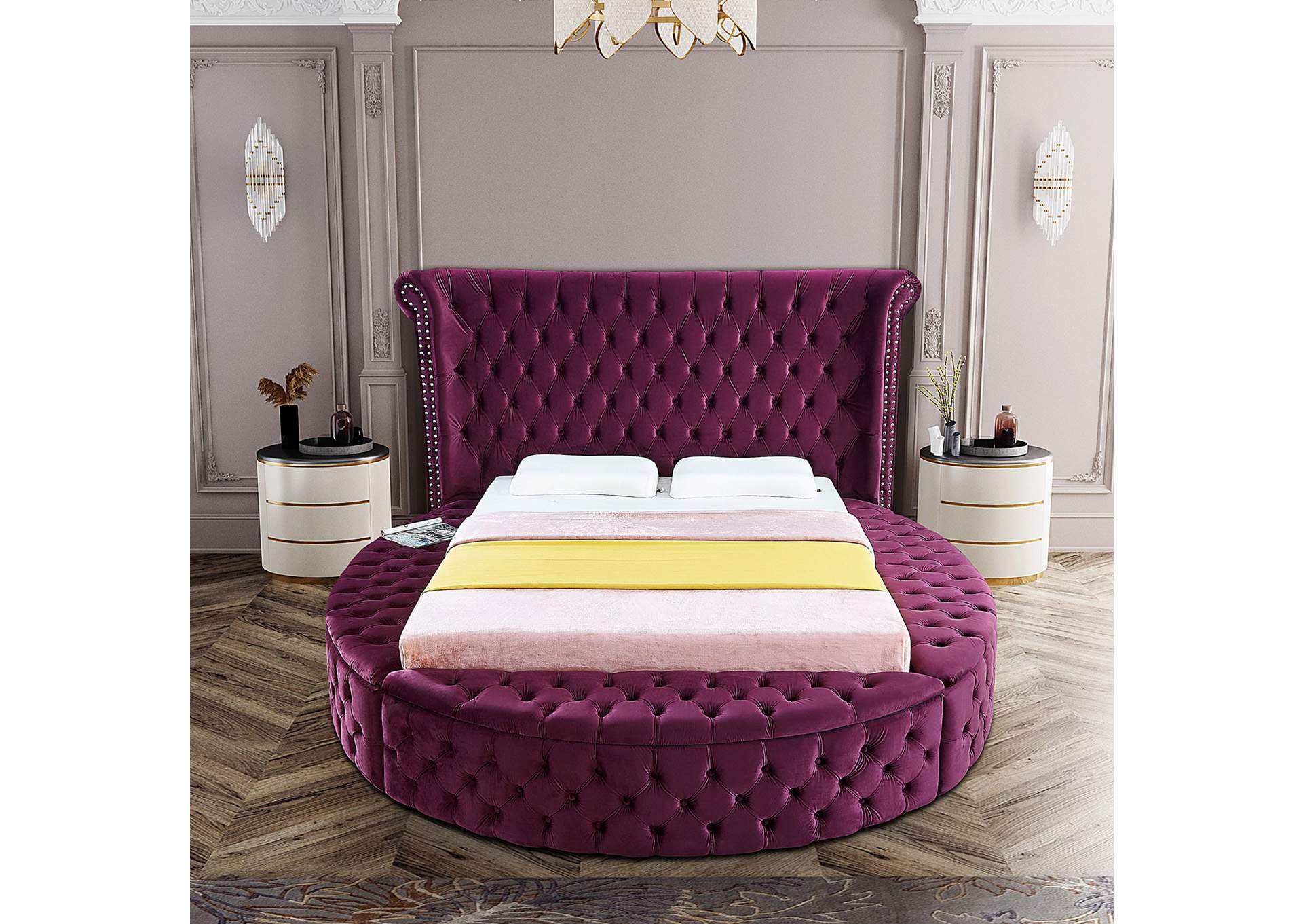 Luxus Purple Velvet Full Bed,Meridian Furniture