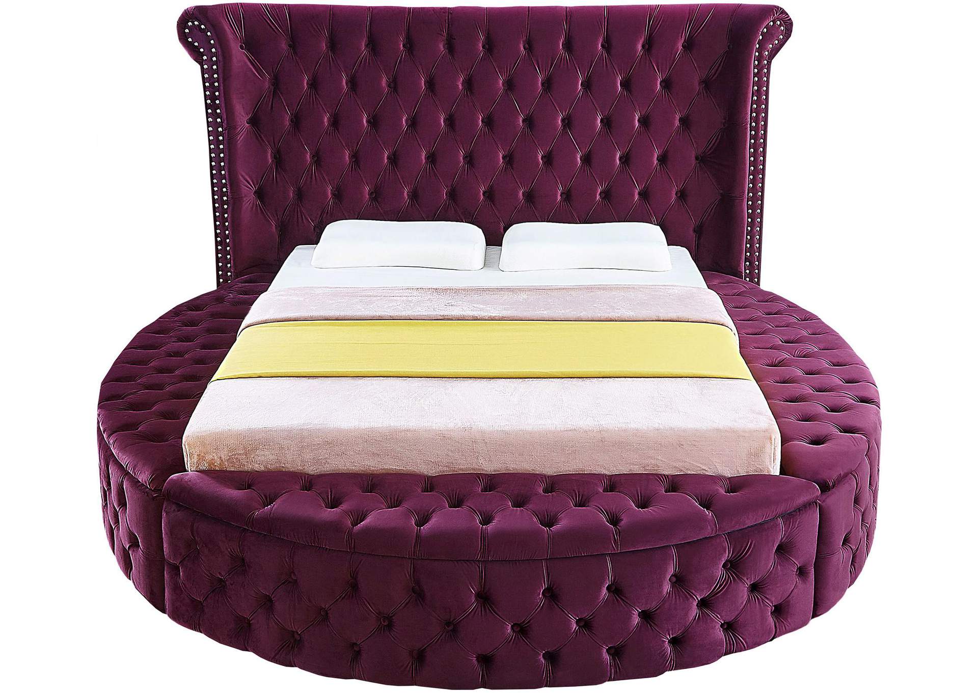 Luxus Purple Velvet King Bed,Meridian Furniture