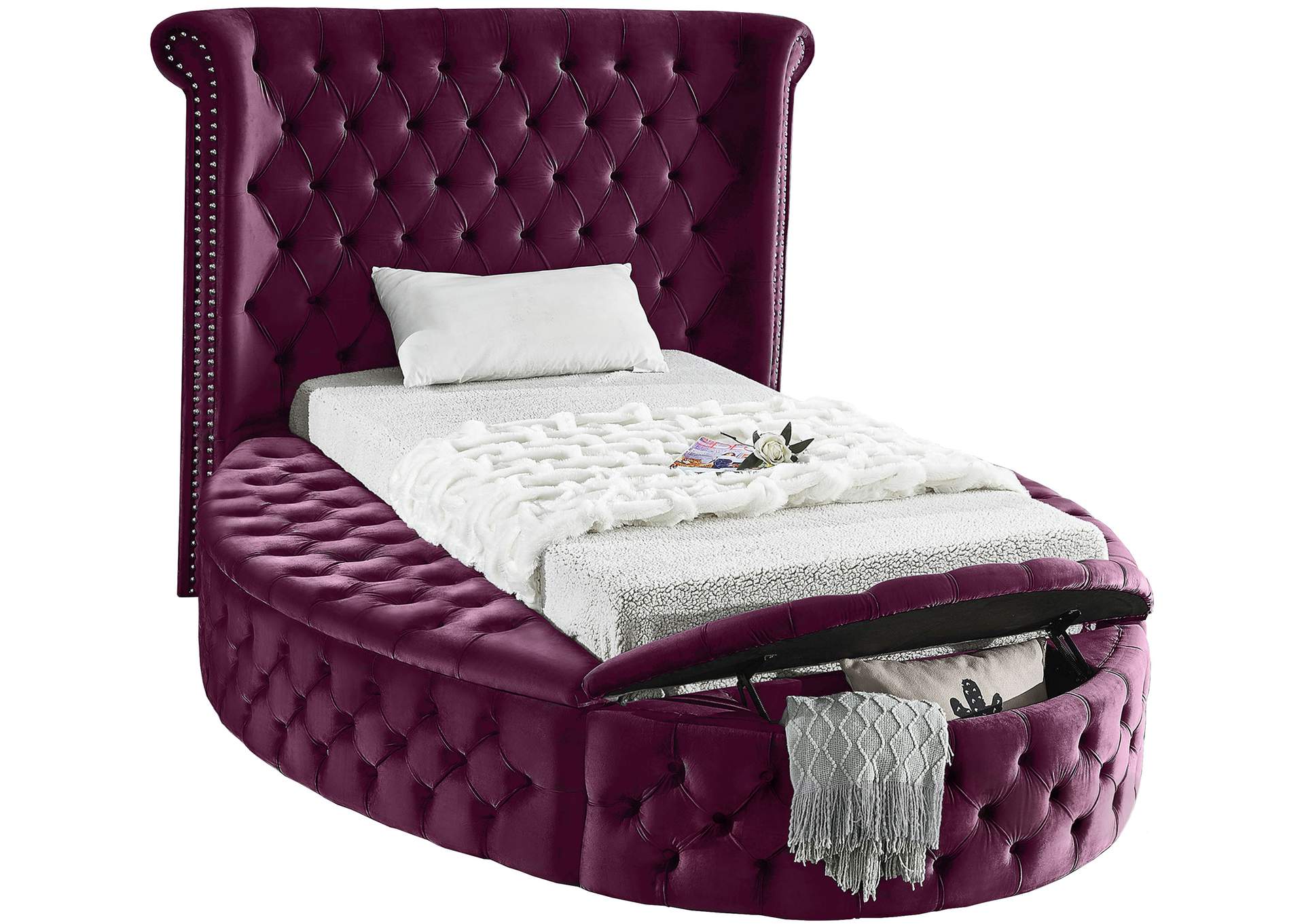 Luxus Purple Velvet Twin Bed Best, Purple King Size Bed