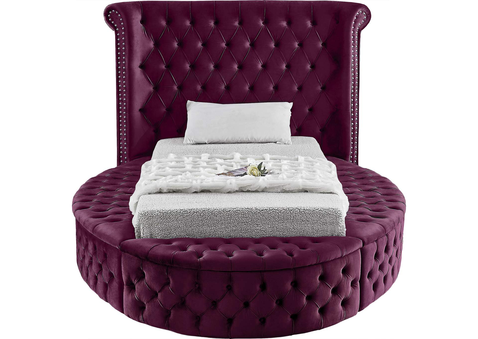 Luxus Purple Velvet Twin Bed,Meridian Furniture