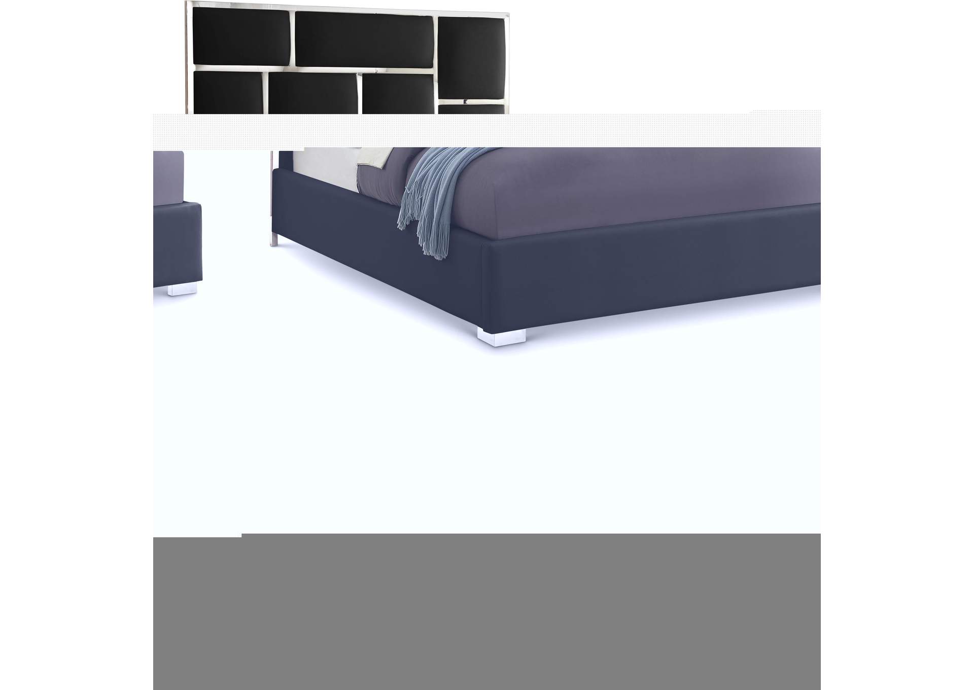 Milan Black Faux Leather King Bed,Meridian Furniture