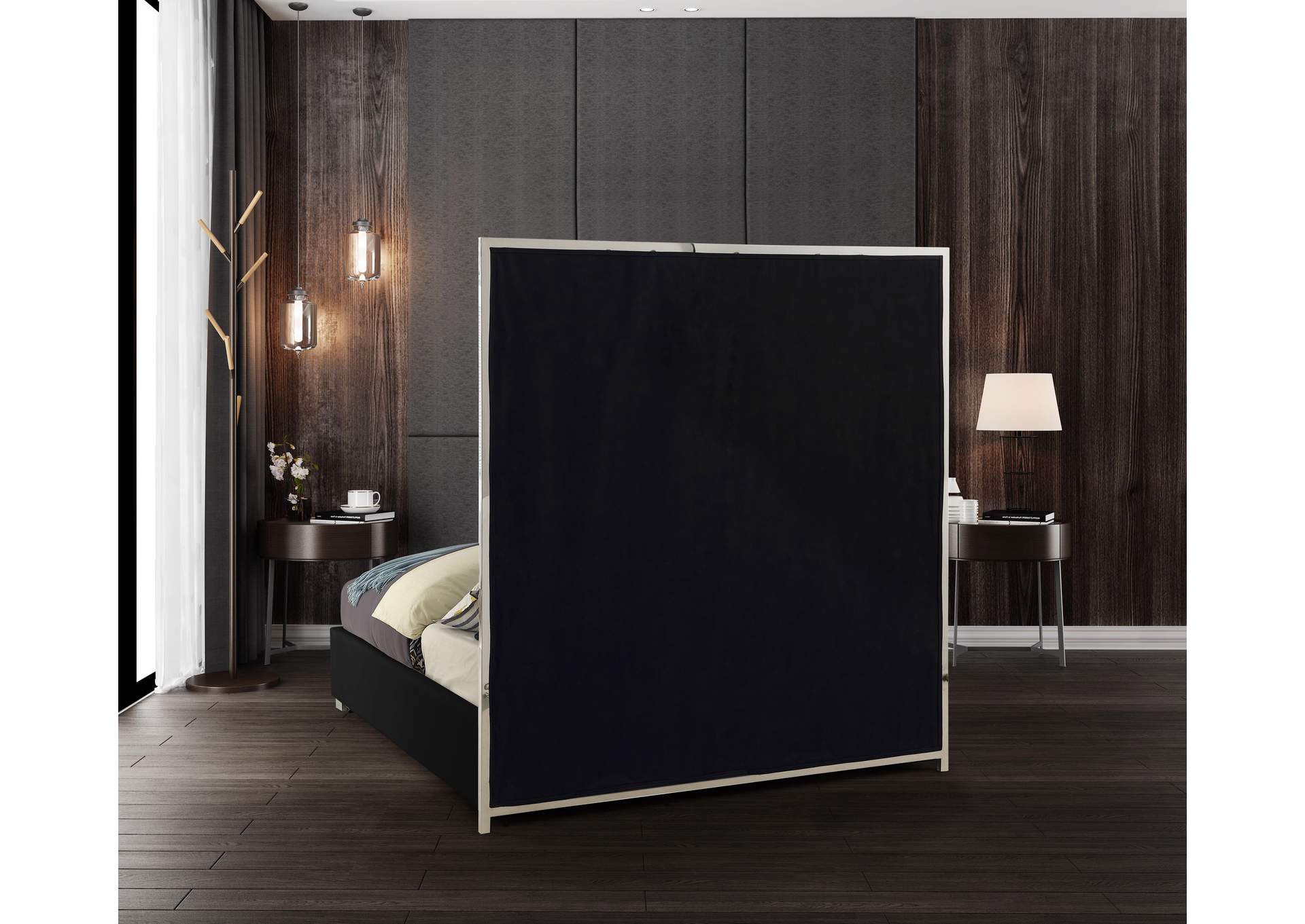 Milan Black Faux Leather King Bed,Meridian Furniture