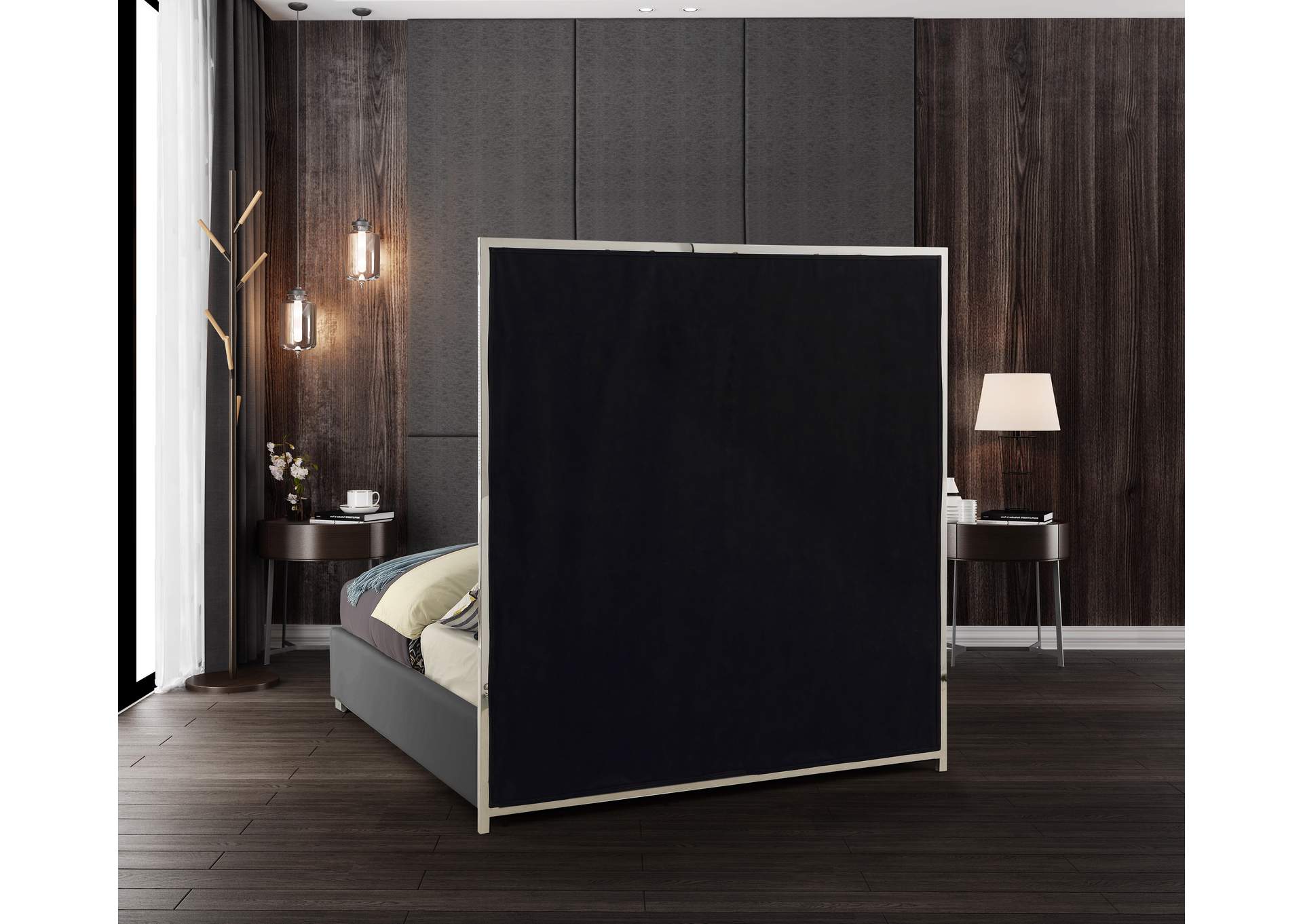 Milan Grey Faux Leather King Bed,Meridian Furniture