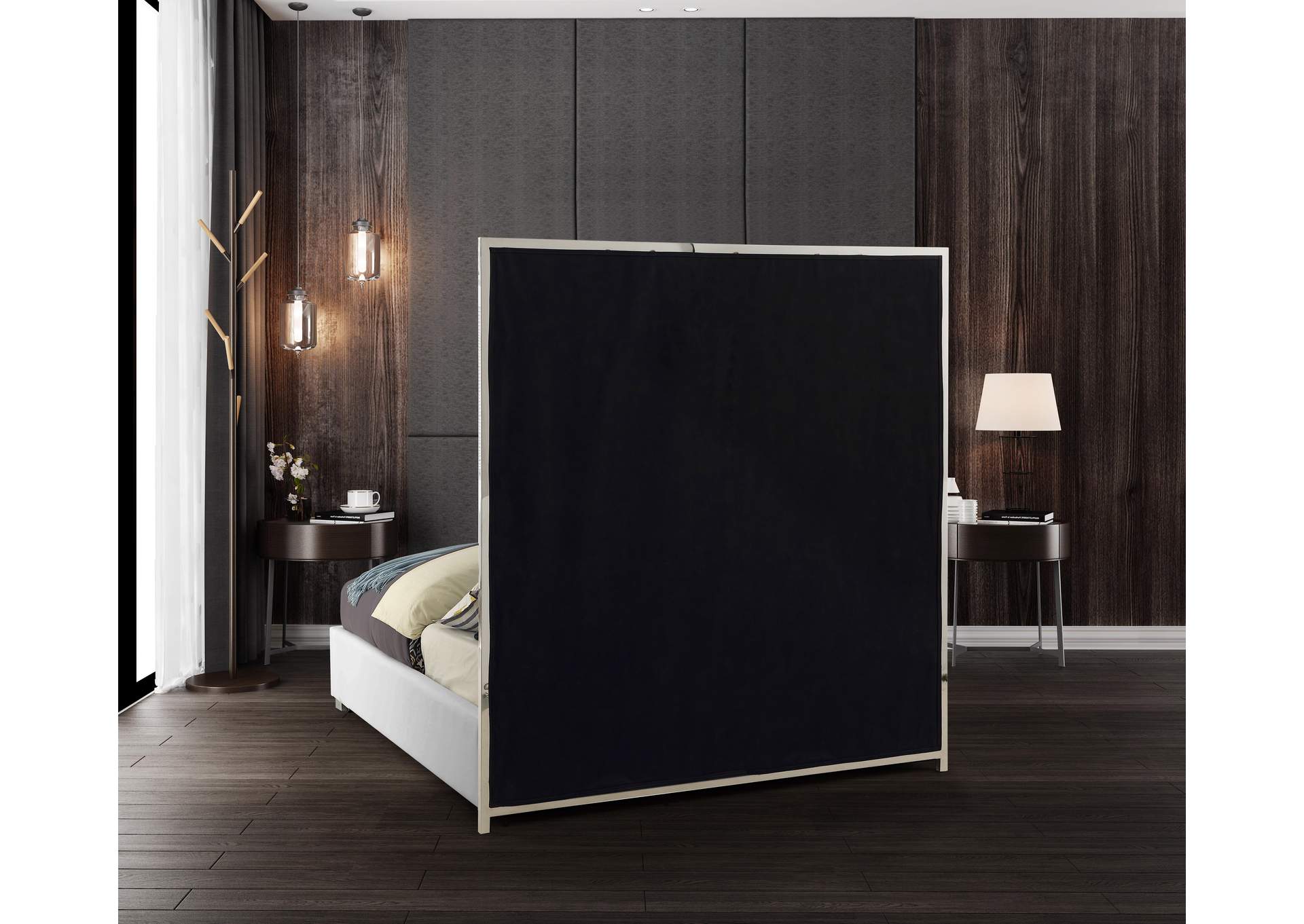 Milan White Faux Leather King Bed,Meridian Furniture