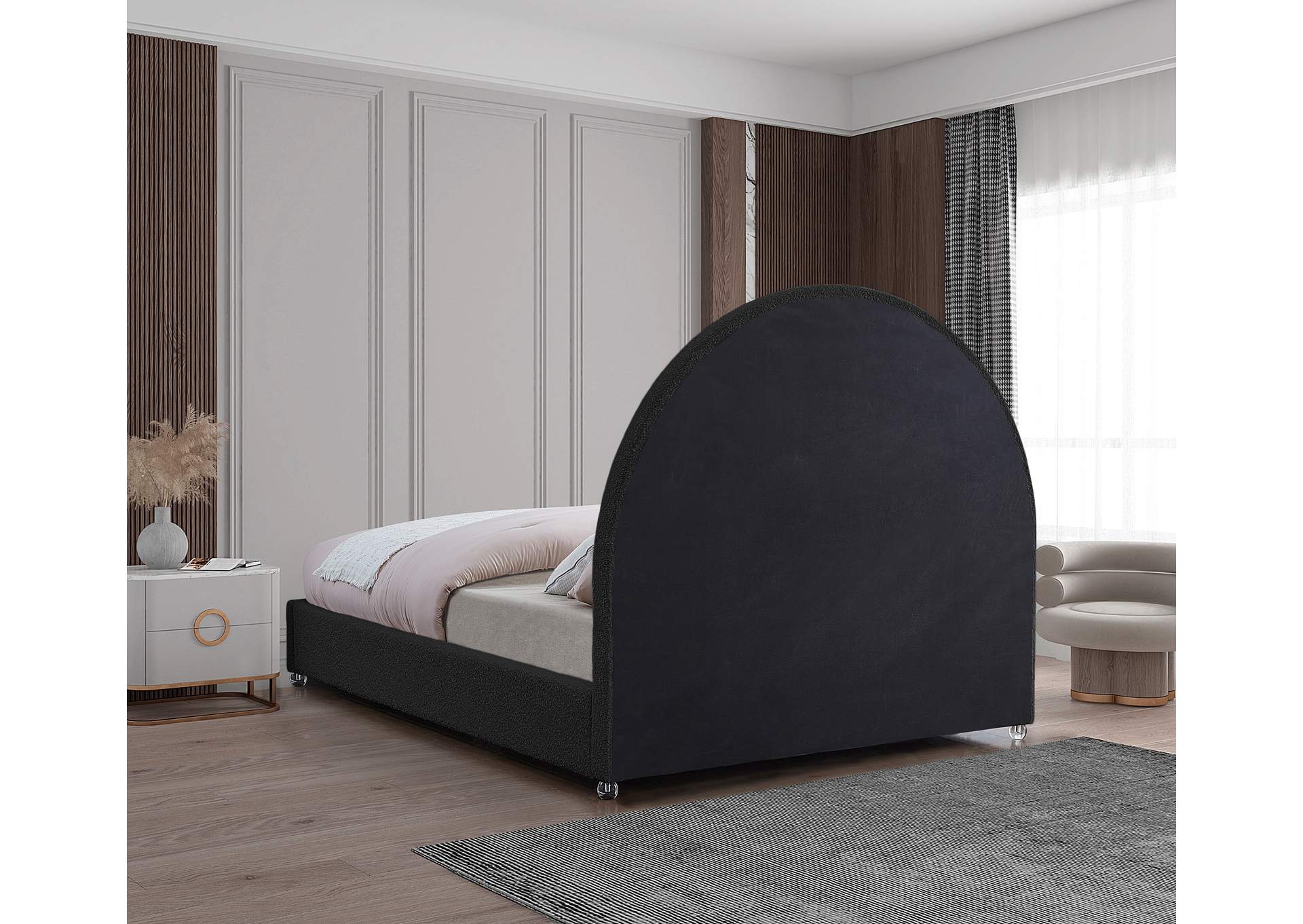 Milo Black Fabric Full Bed,Meridian Furniture