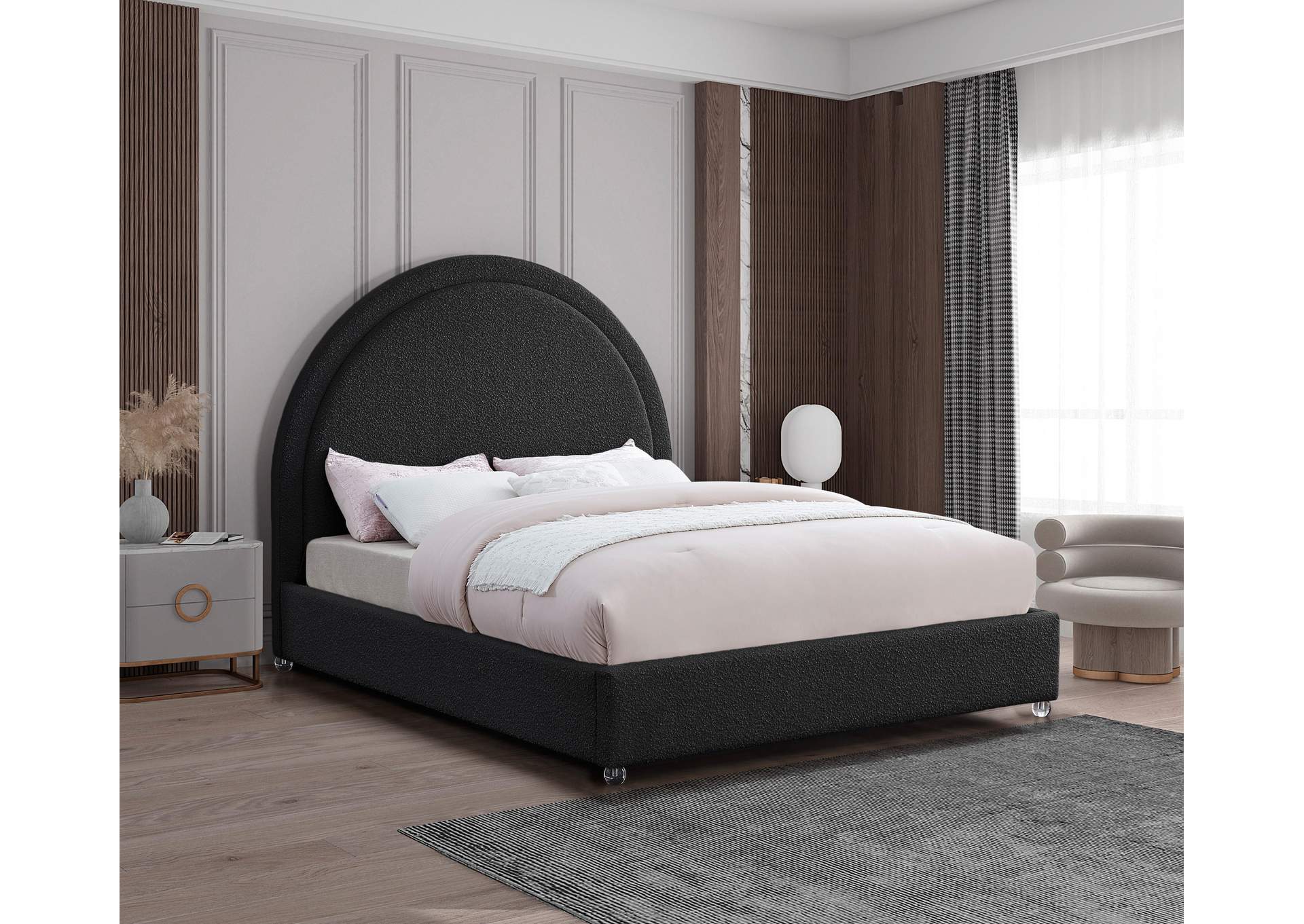 Milo Black Fabric King Bed,Meridian Furniture
